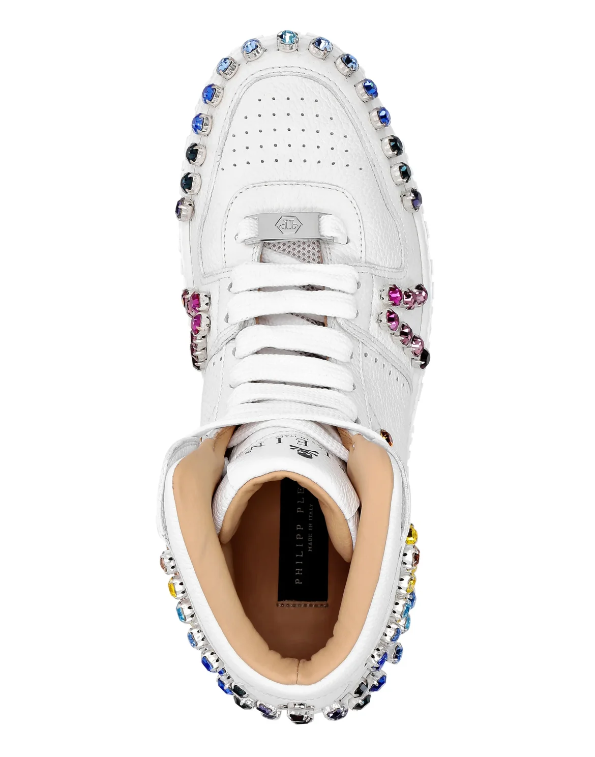 Leather Hi-Top Sneakers Crystal, цвет: Белый
