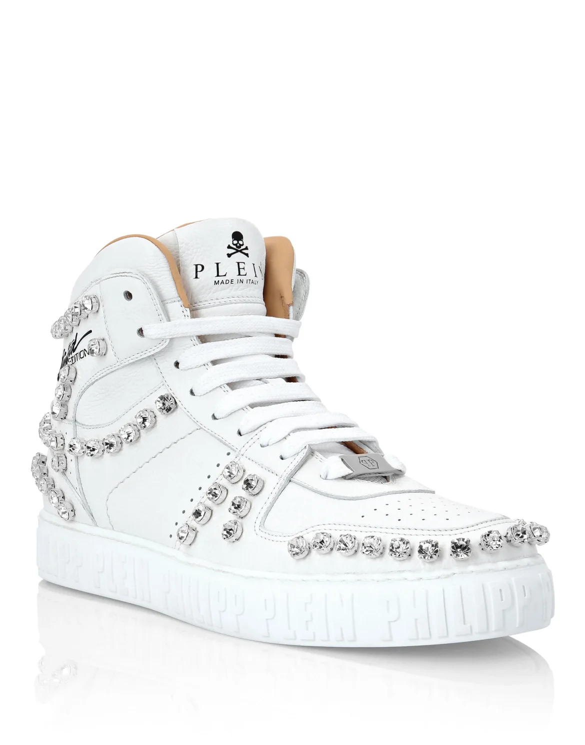 Leather Hi-Top Sneakers Crystal, цвет: Белый