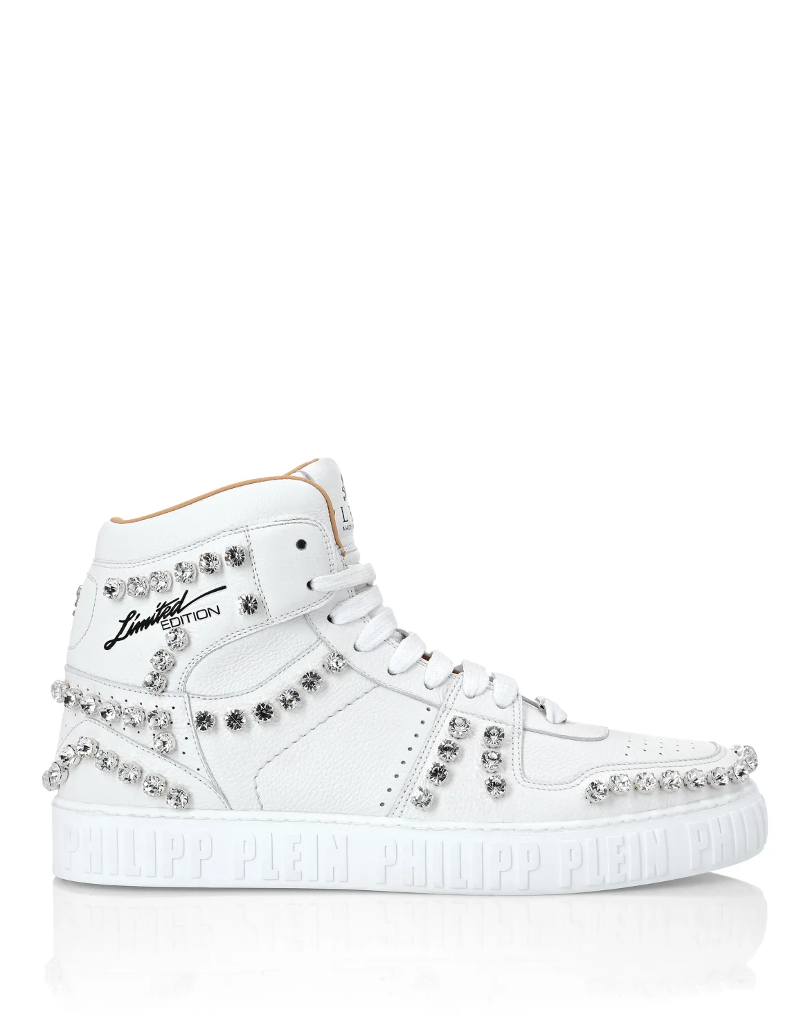 Leather Hi-Top Sneakers Crystal, цвет: Белый