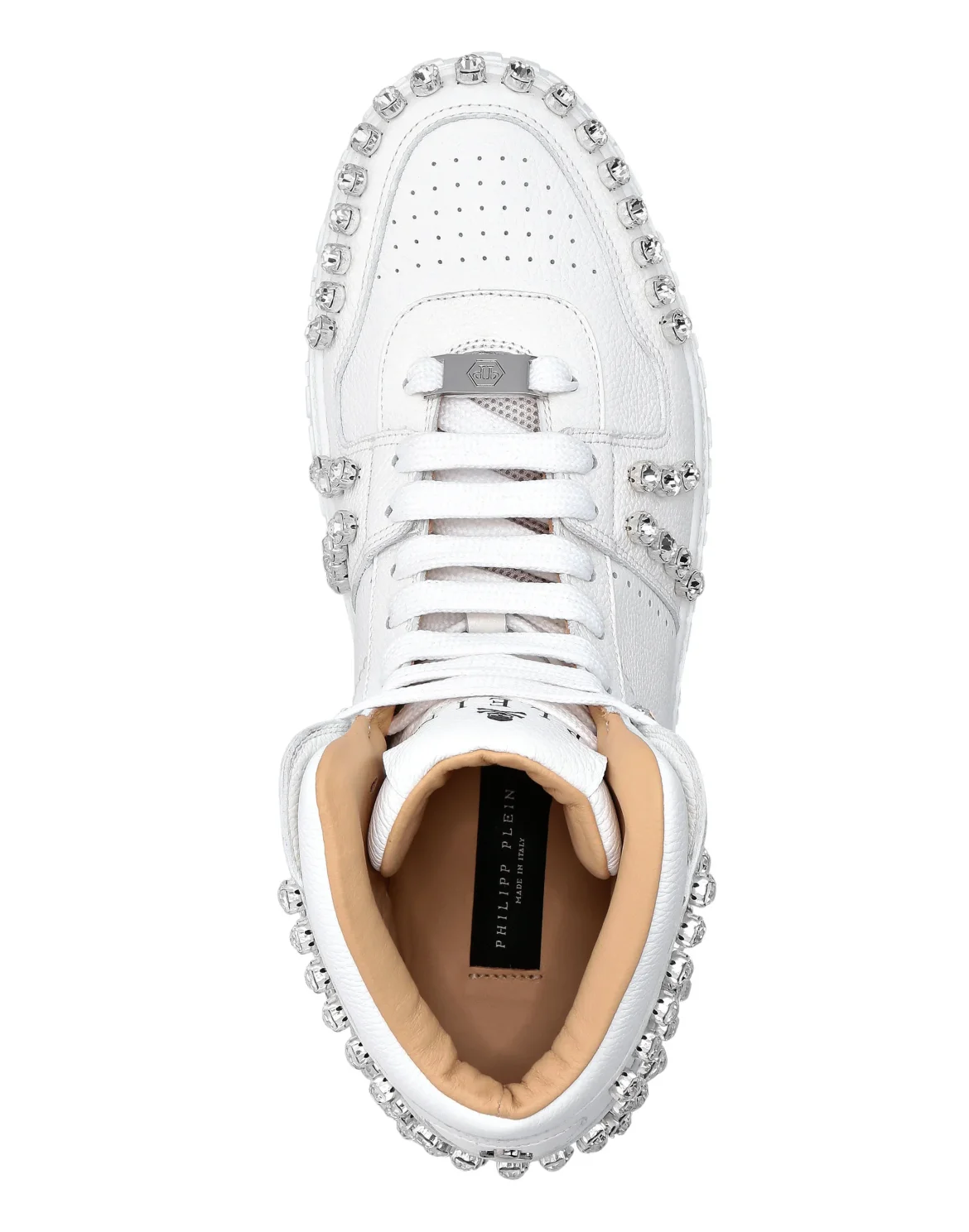 Leather Hi-Top Sneakers Crystal, цвет: Белый