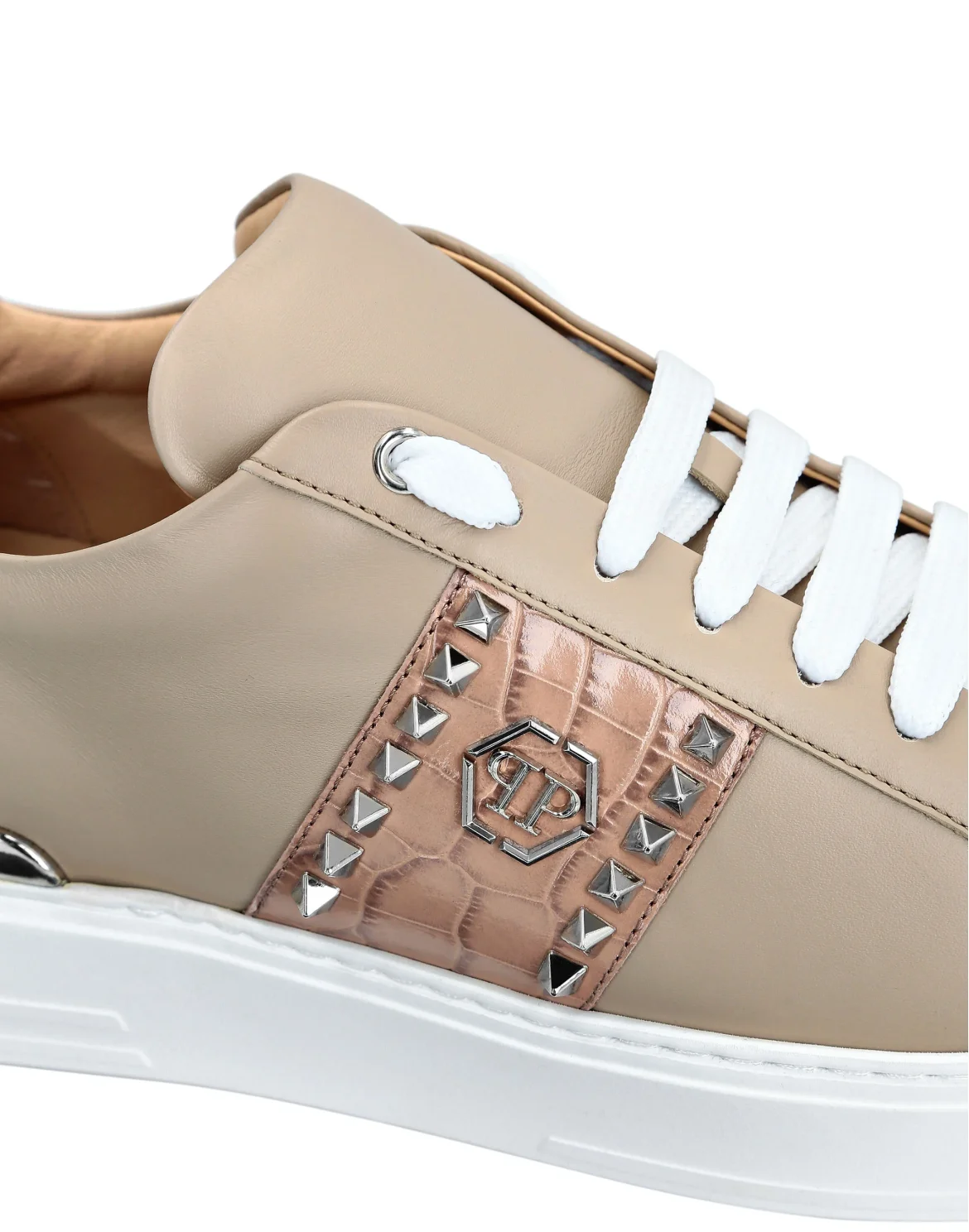 Leather Lo-Top Sneakers Signature, цвет: Бежевый