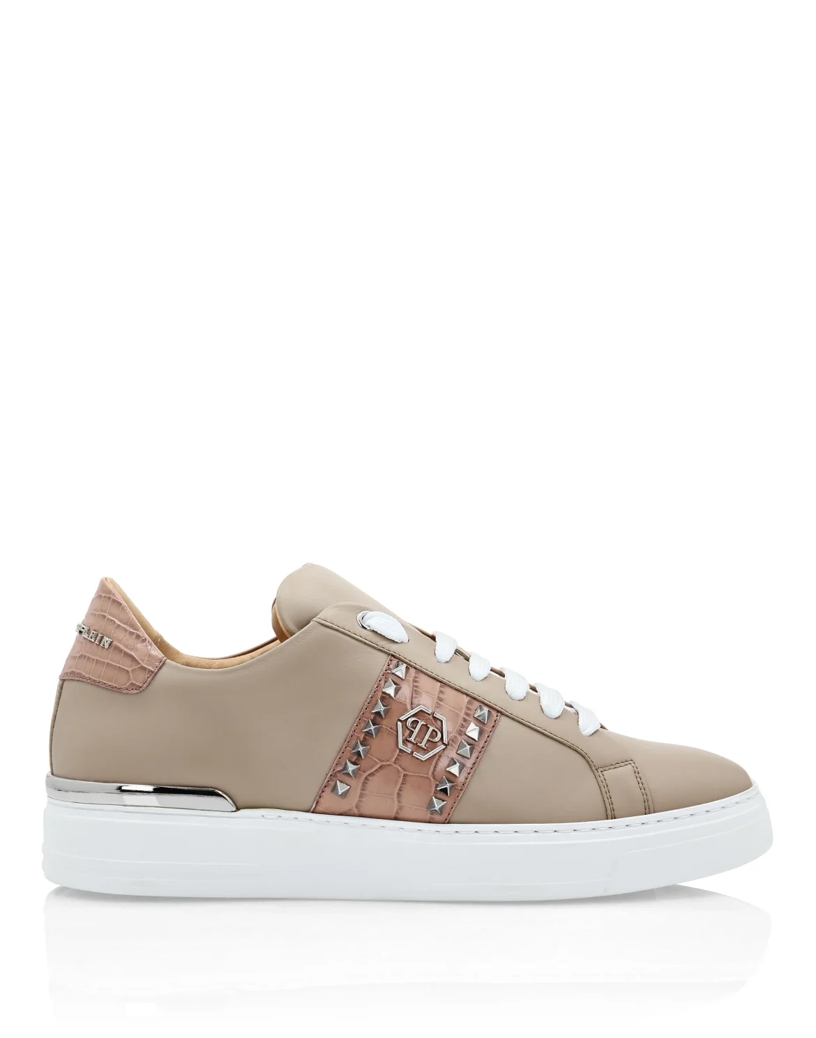 Leather Lo-Top Sneakers Signature, цвет: Бежевый