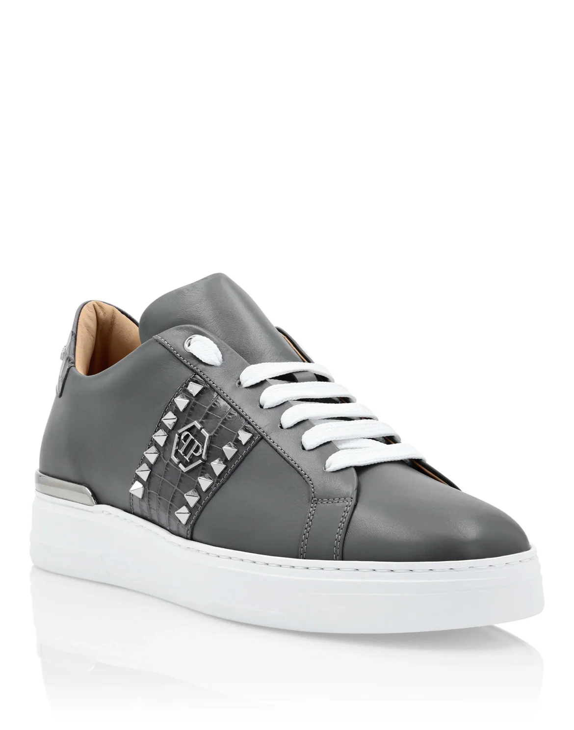 Leather Lo-Top Sneakers Signature, цвет: Серый