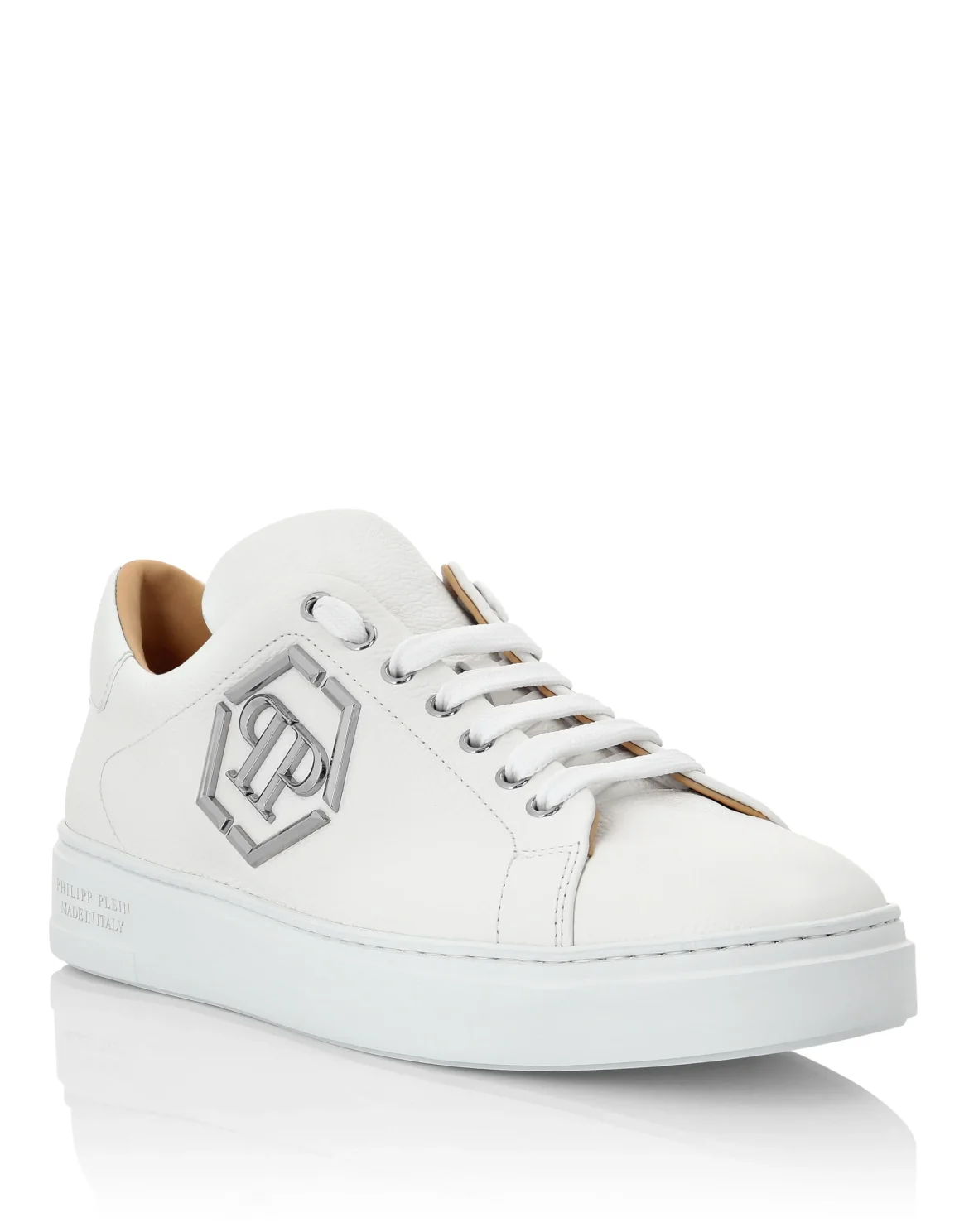 Leather Lo-Top Sneakers Hexagon, цвет: Белый