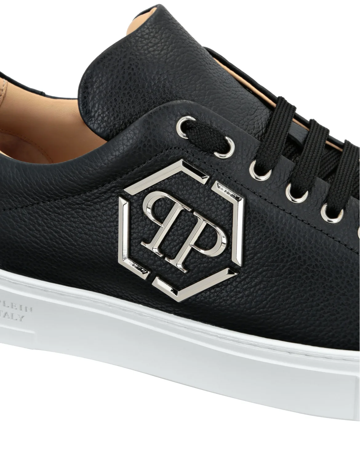 Leather Lo-Top Sneakers Hexagon, цвет: Черный