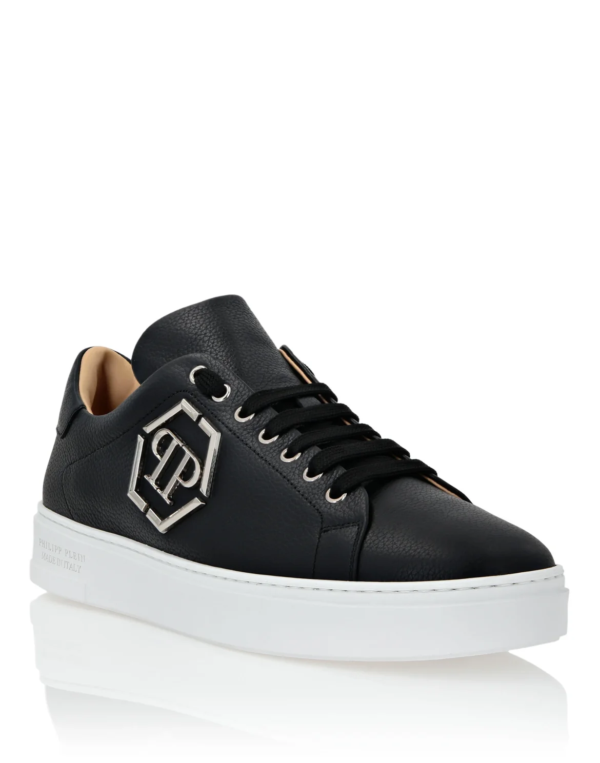 Leather Lo-Top Sneakers Hexagon, цвет: Черный