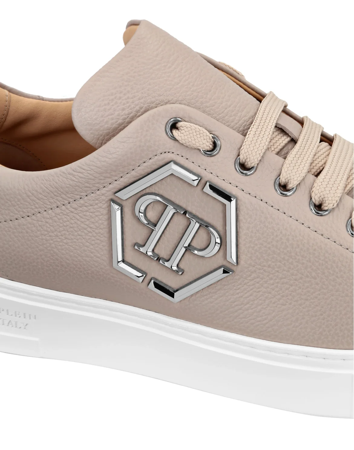 Leather Lo-Top Sneakers Hexagon, цвет: Бежевый