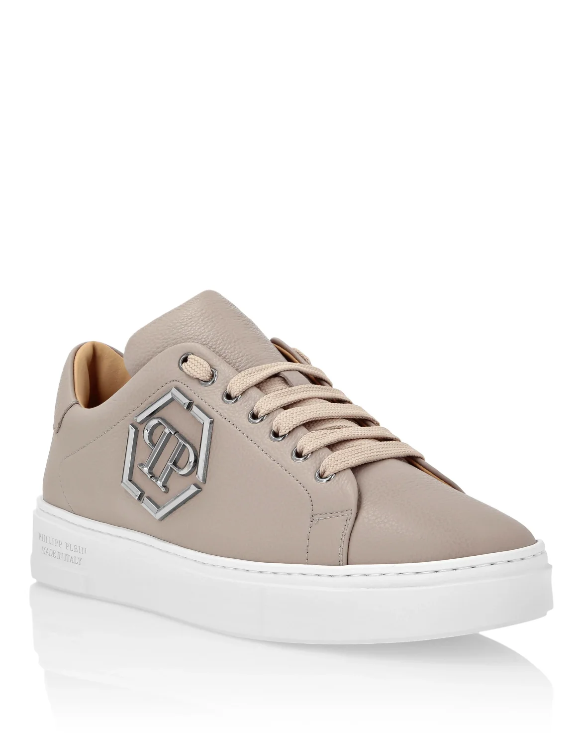 Leather Lo-Top Sneakers Hexagon, цвет: Бежевый