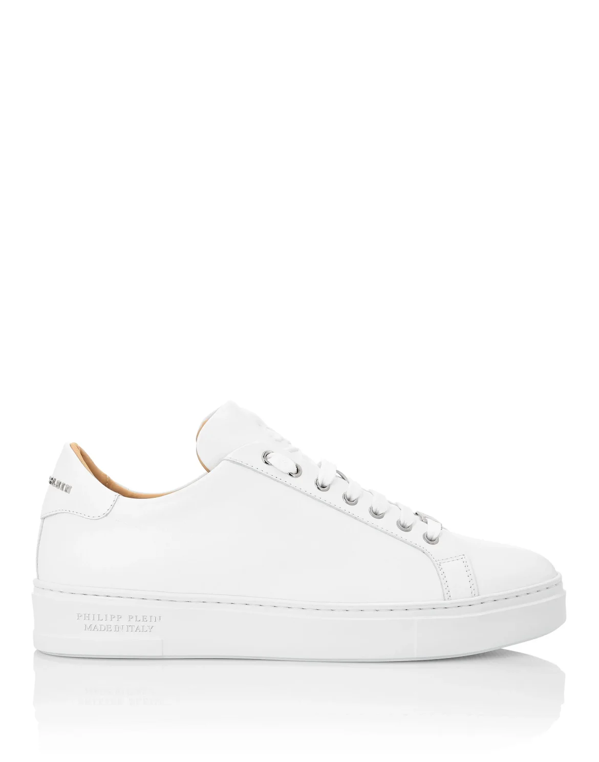 Leather Lo-Top Sneakers Skull and Plein, цвет: Белый