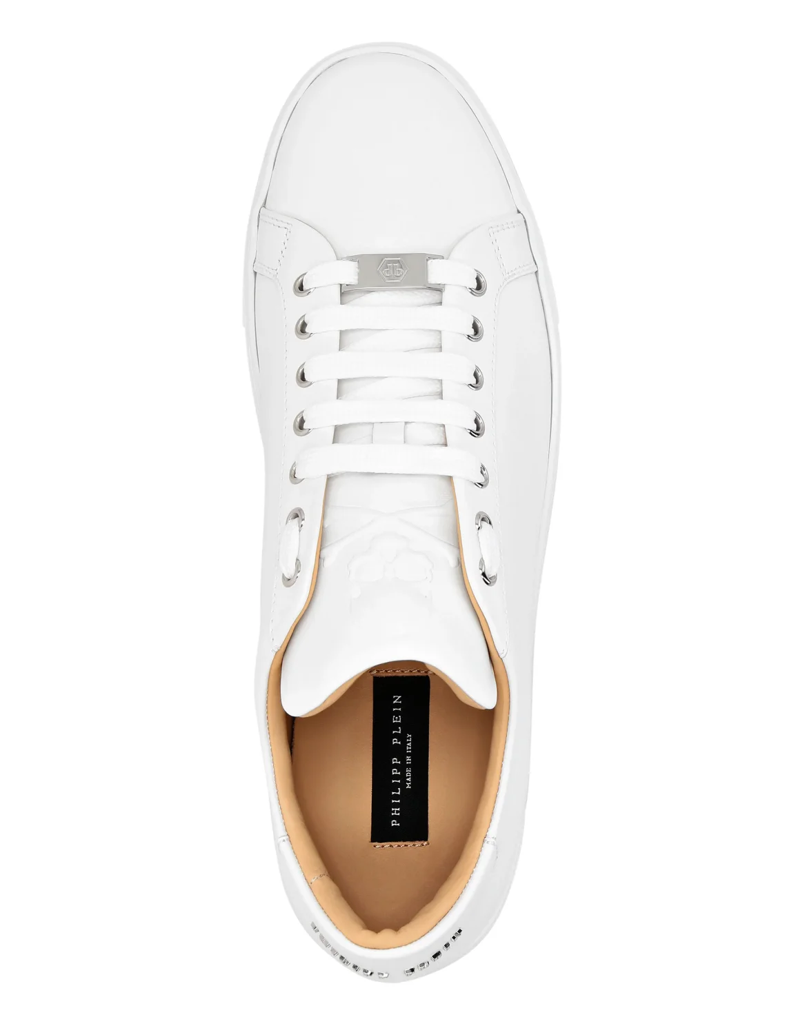 Leather Lo-Top Sneakers Skull and Plein, цвет: Белый