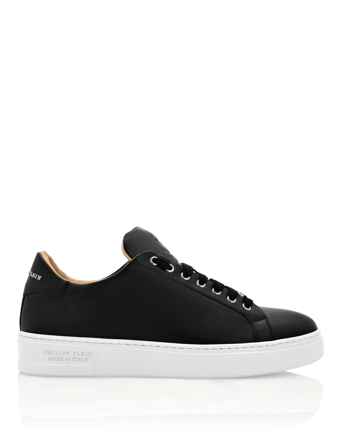 Leather Lo-Top Sneakers Skull and Plein, цвет: Черный