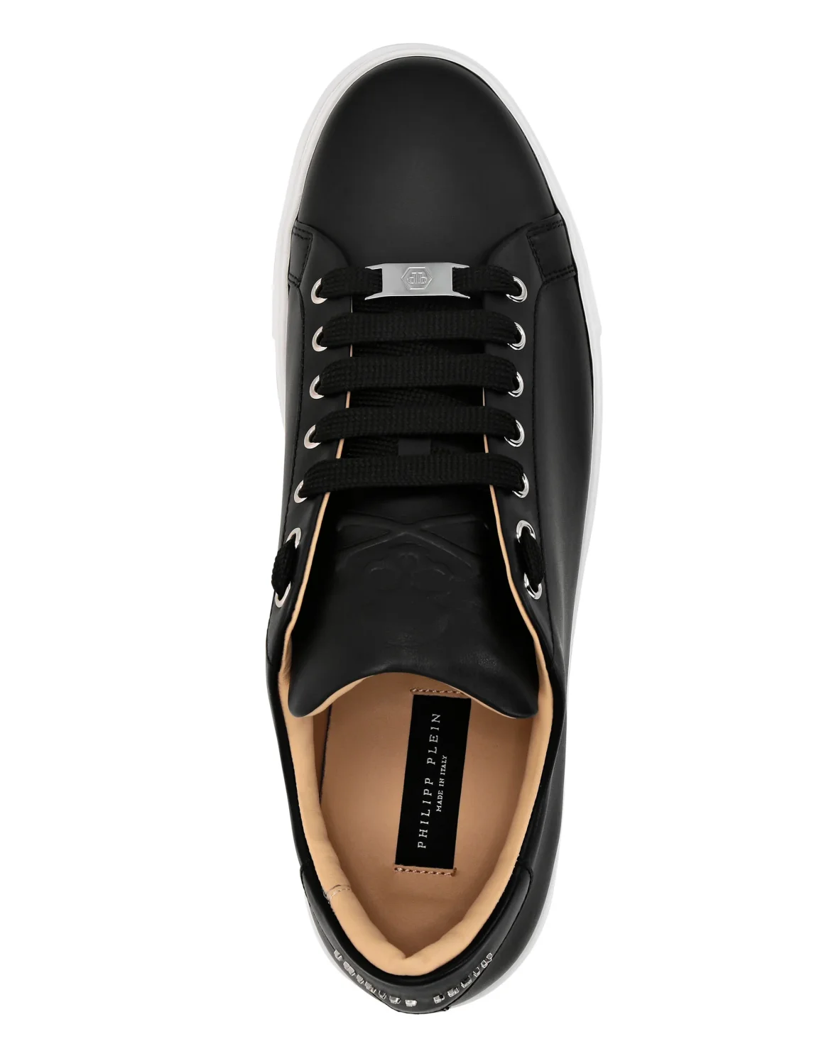 Leather Lo-Top Sneakers Skull and Plein, цвет: Черный