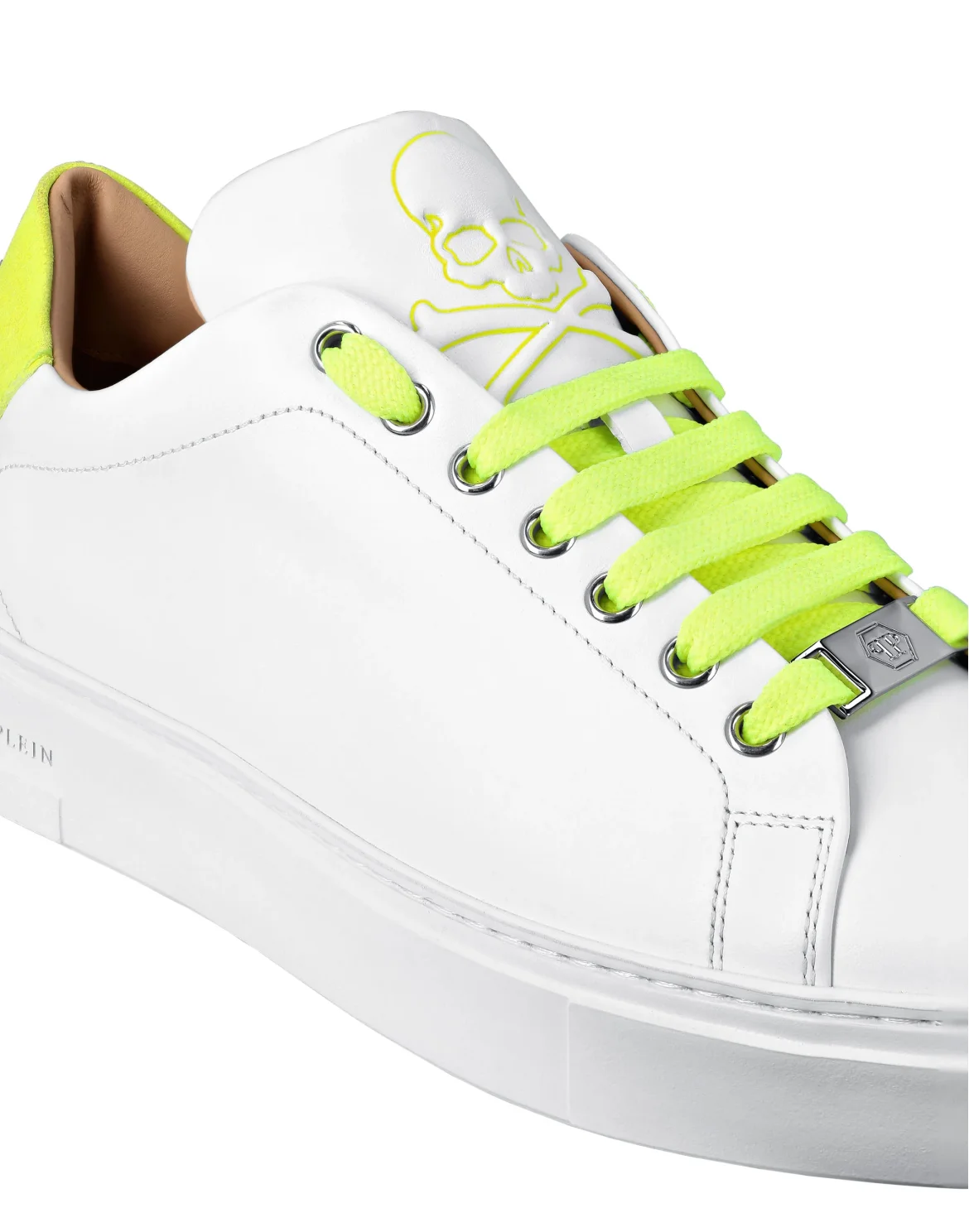 Leather Lo-Top Sneakers Skull and Plein, цвет: Белый