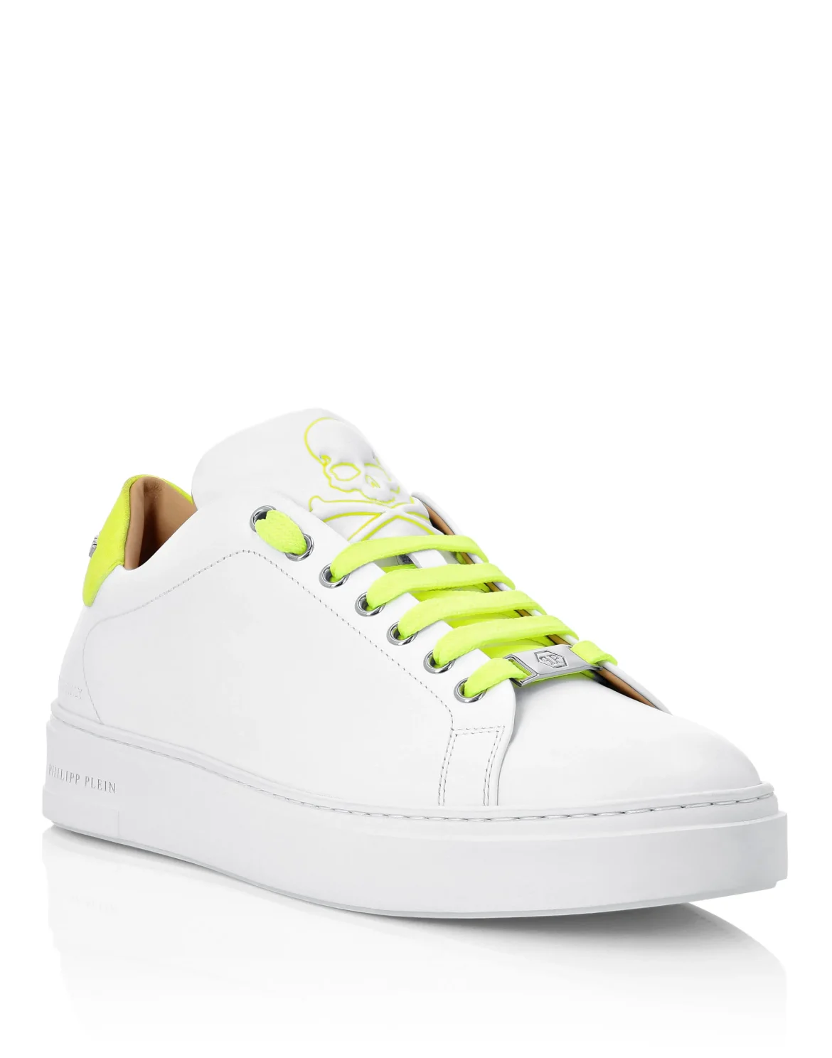 Leather Lo-Top Sneakers Skull and Plein, цвет: Белый