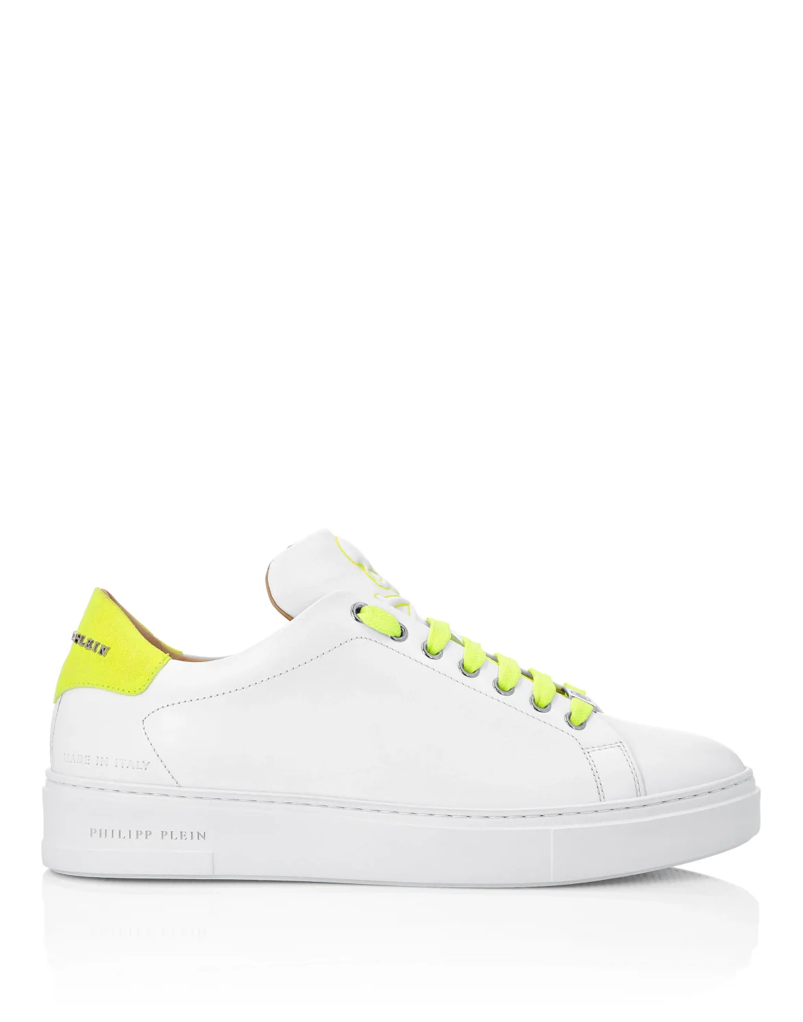 Leather Lo-Top Sneakers Skull and Plein, цвет: Белый