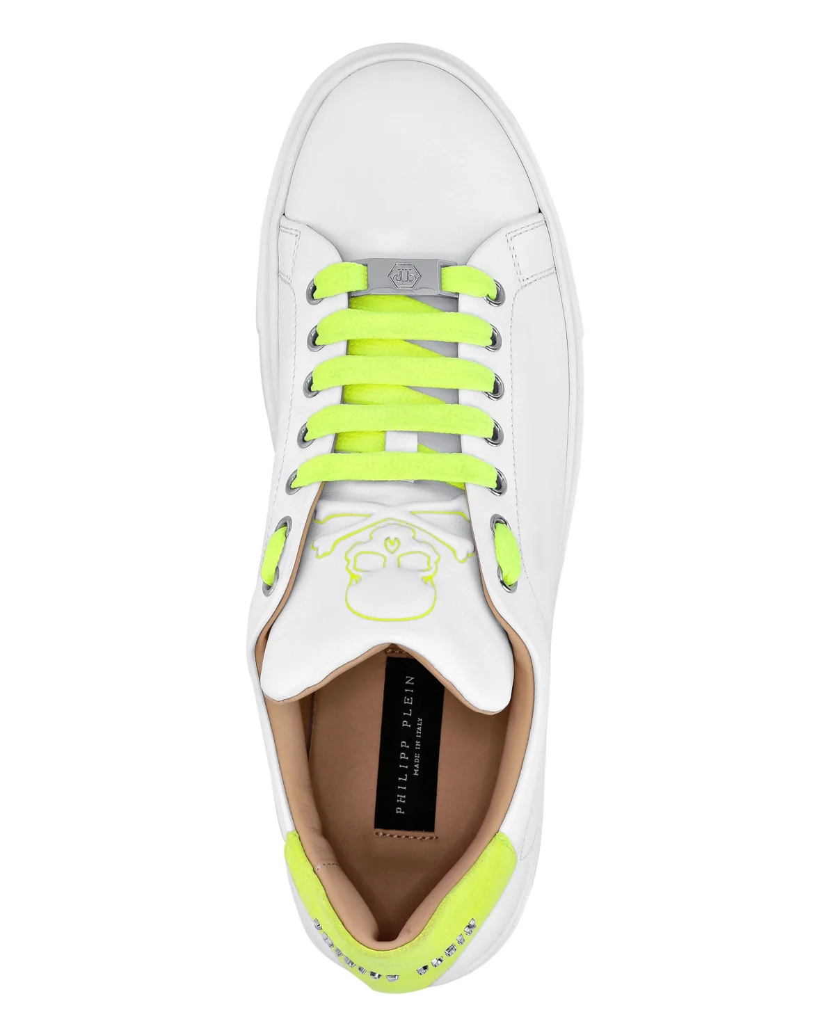 Leather Lo-Top Sneakers Skull and Plein, цвет: Белый