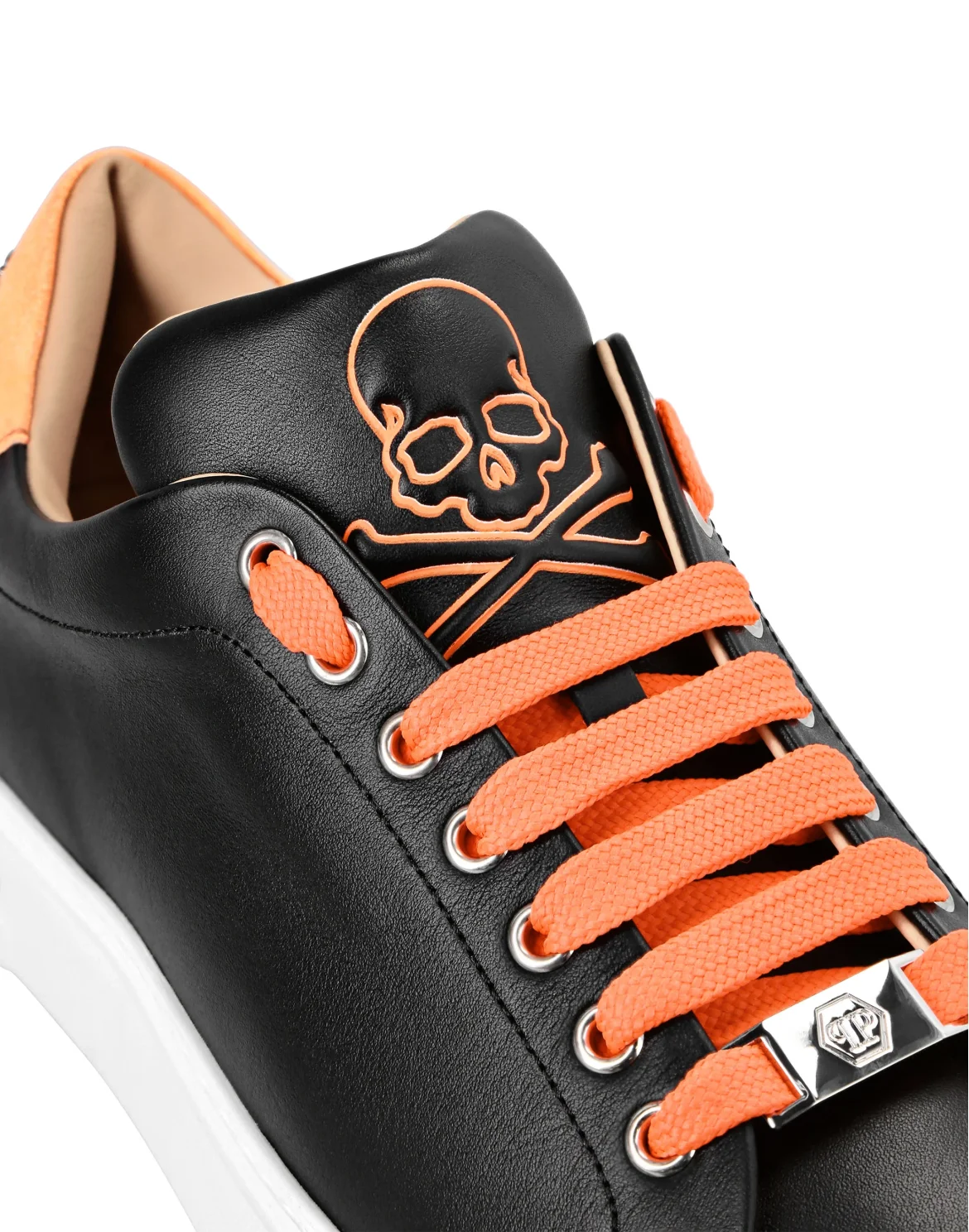 Leather Lo-Top Sneakers Skull and Plein, цвет: Черный