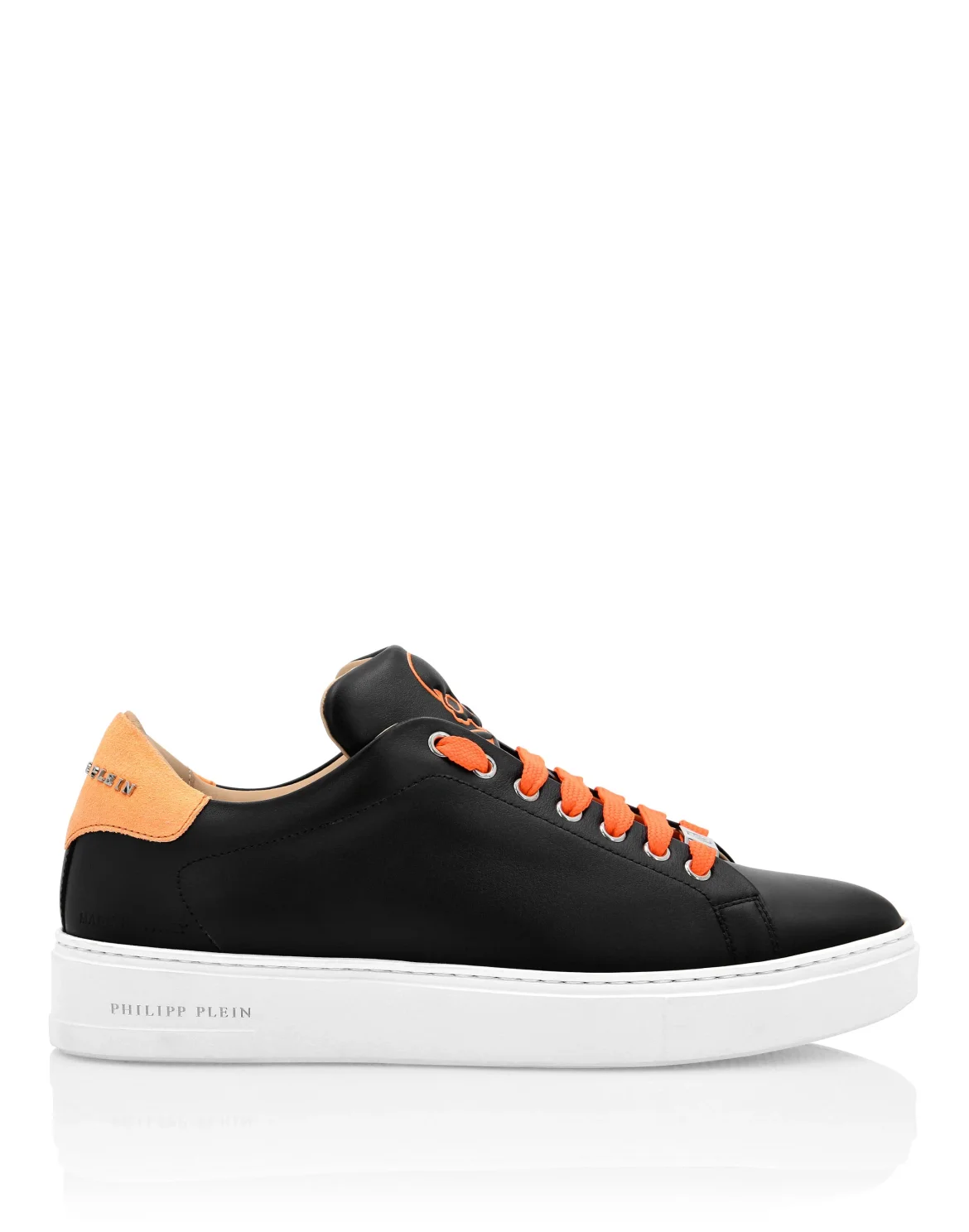 Leather Lo-Top Sneakers Skull and Plein, цвет: Черный