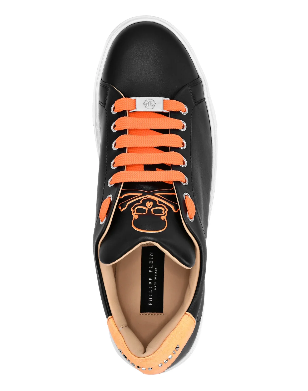 Leather Lo-Top Sneakers Skull and Plein, цвет: Черный