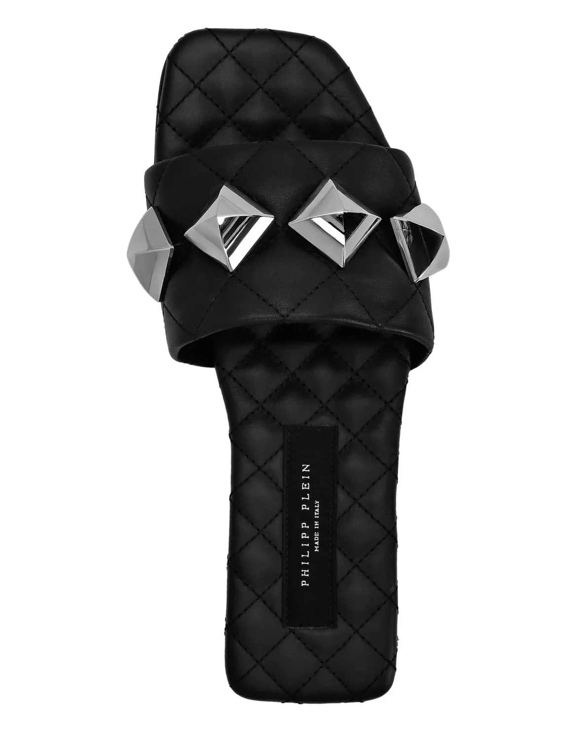 Matelassè Sandals Flat Studs, цвет: Черный