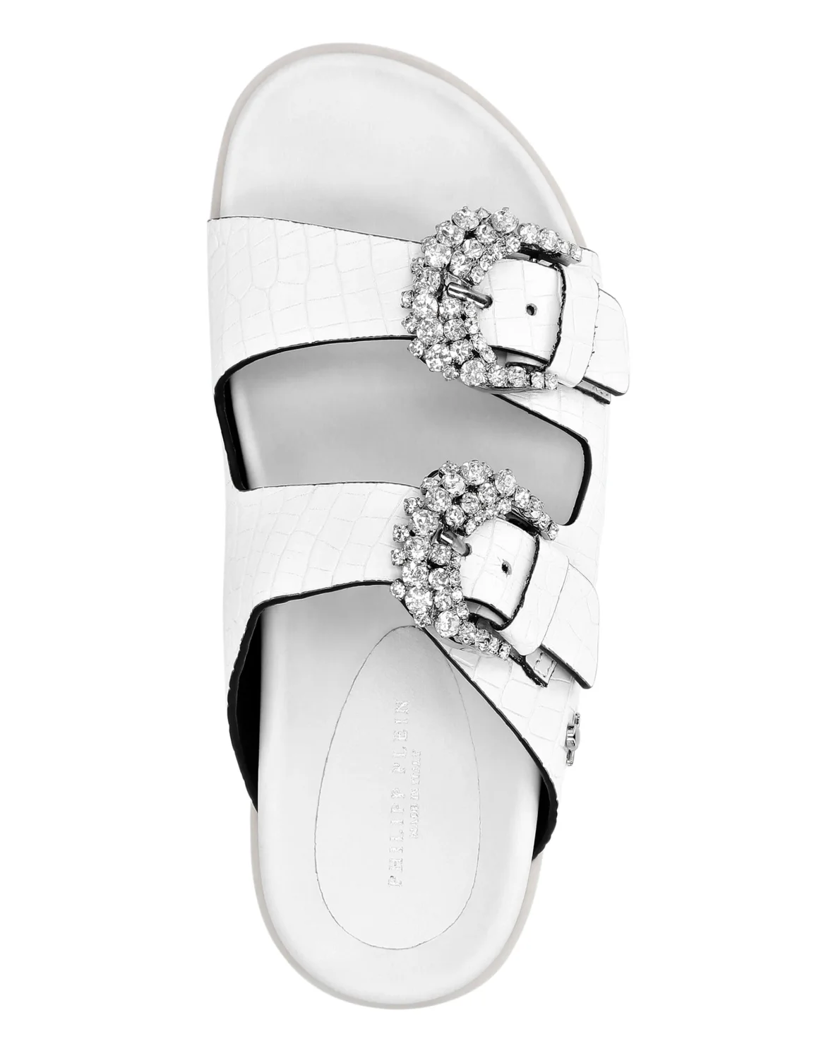 Leather Sandals Crocco Print Skull, цвет: Белый