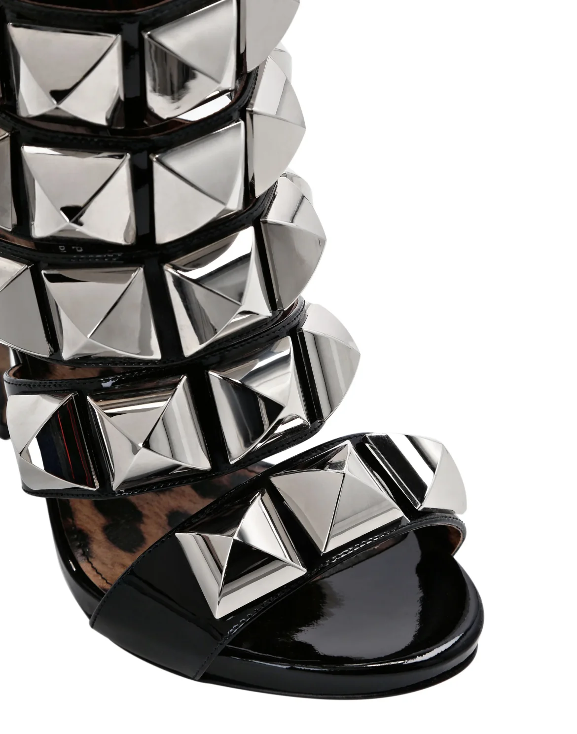 Patent Leather Sandals High Heels Studs, цвет: Черный