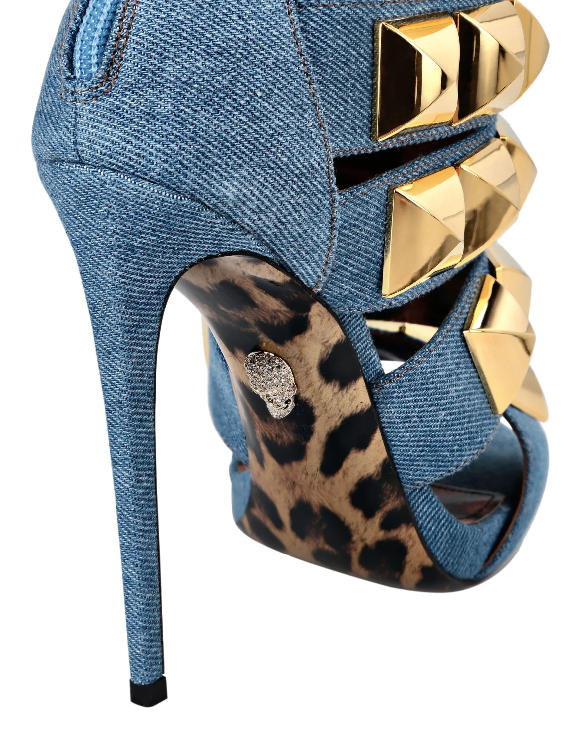 Denim Sandals High Heels Studs, цвет: Синий