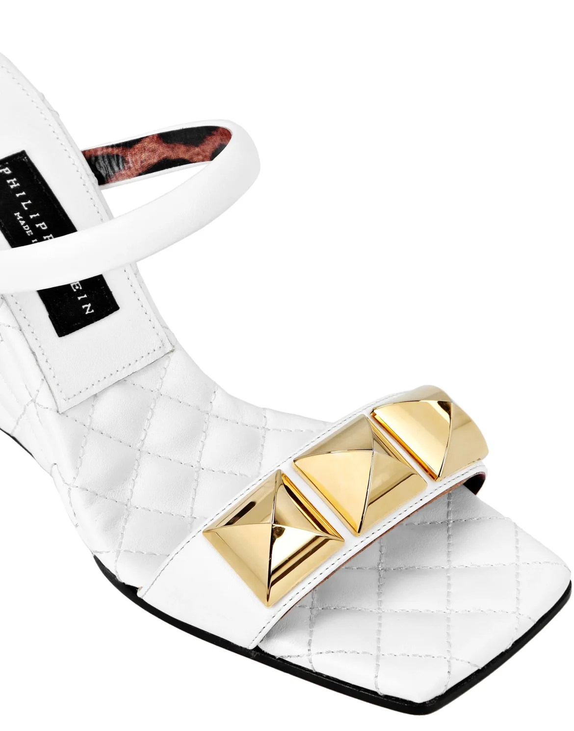Leather Sandals Wedge Matelassé Studs, цвет: Белый