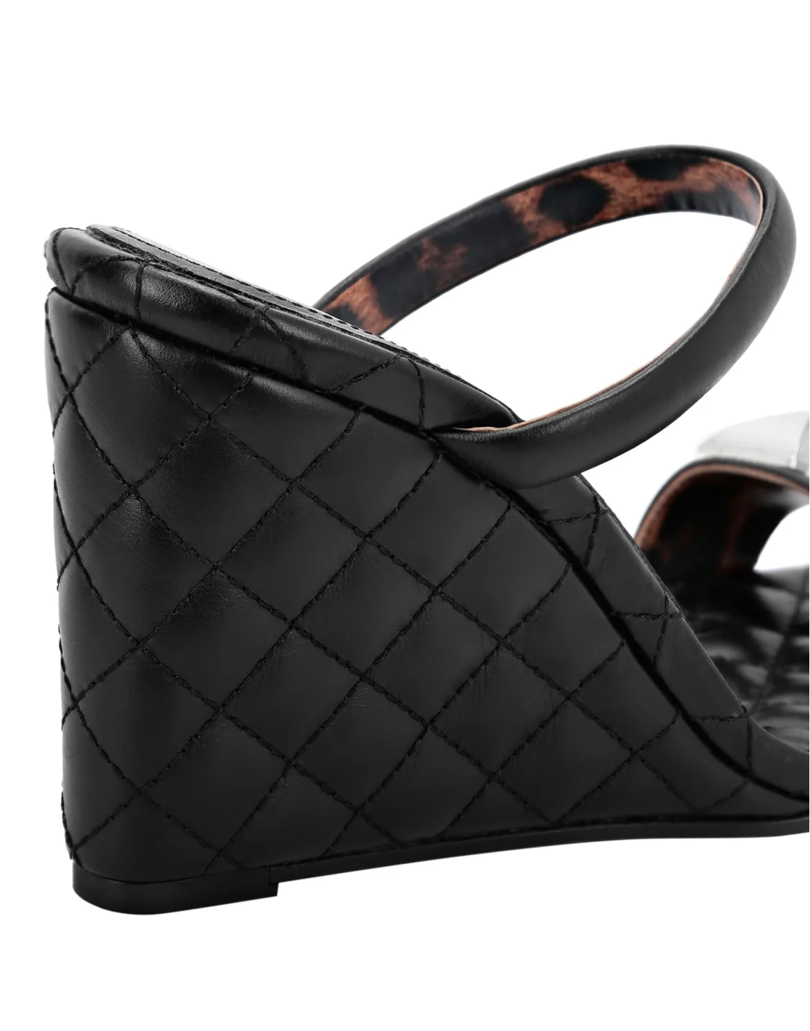 Leather Sandals Wedge Matelassé Studs, цвет: Черный