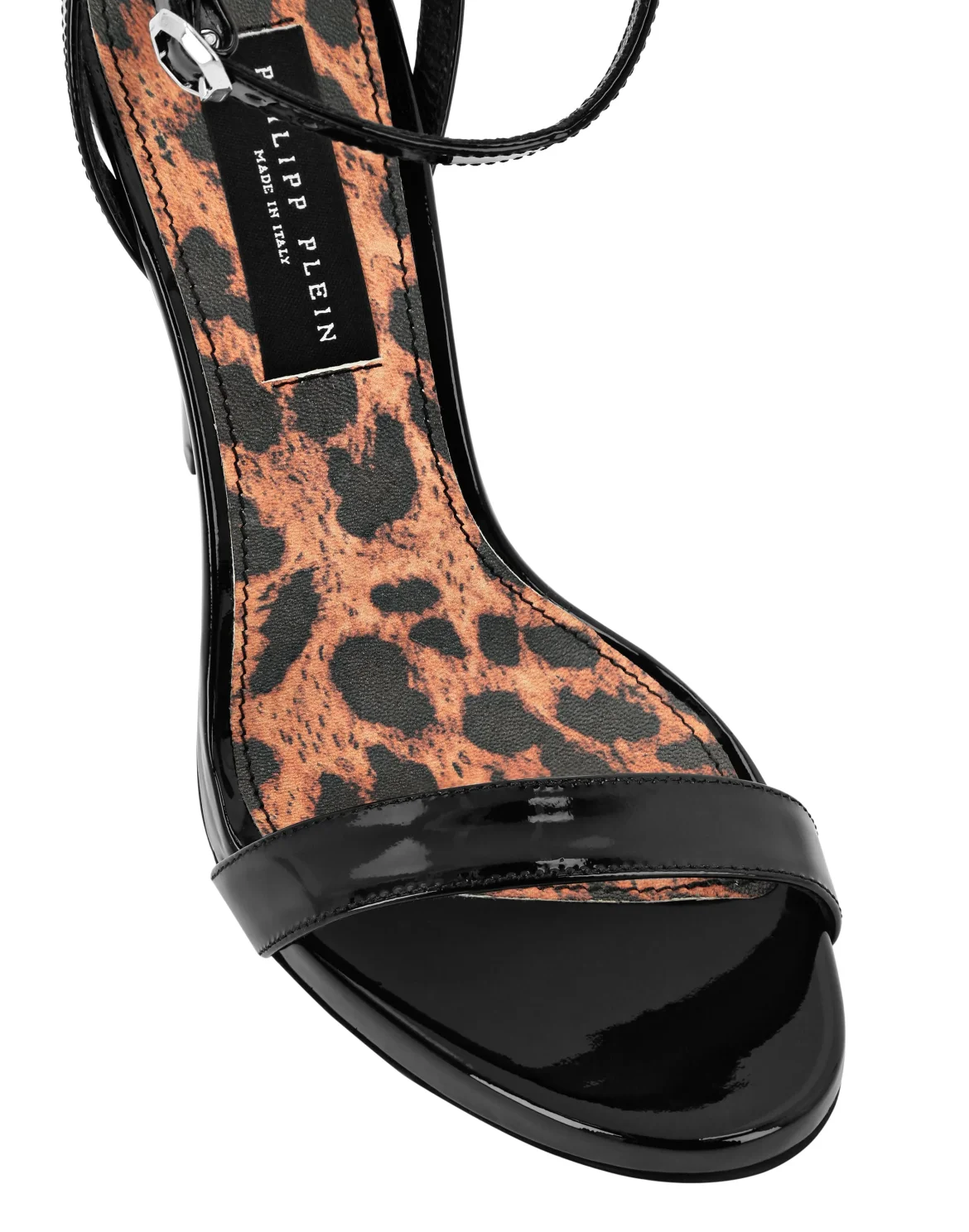 Patent Leather Sandals High Heels Leopard, цвет: Черный