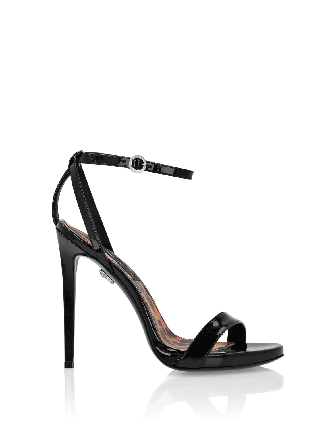 Patent Leather Sandals High Heels Leopard, цвет: Черный