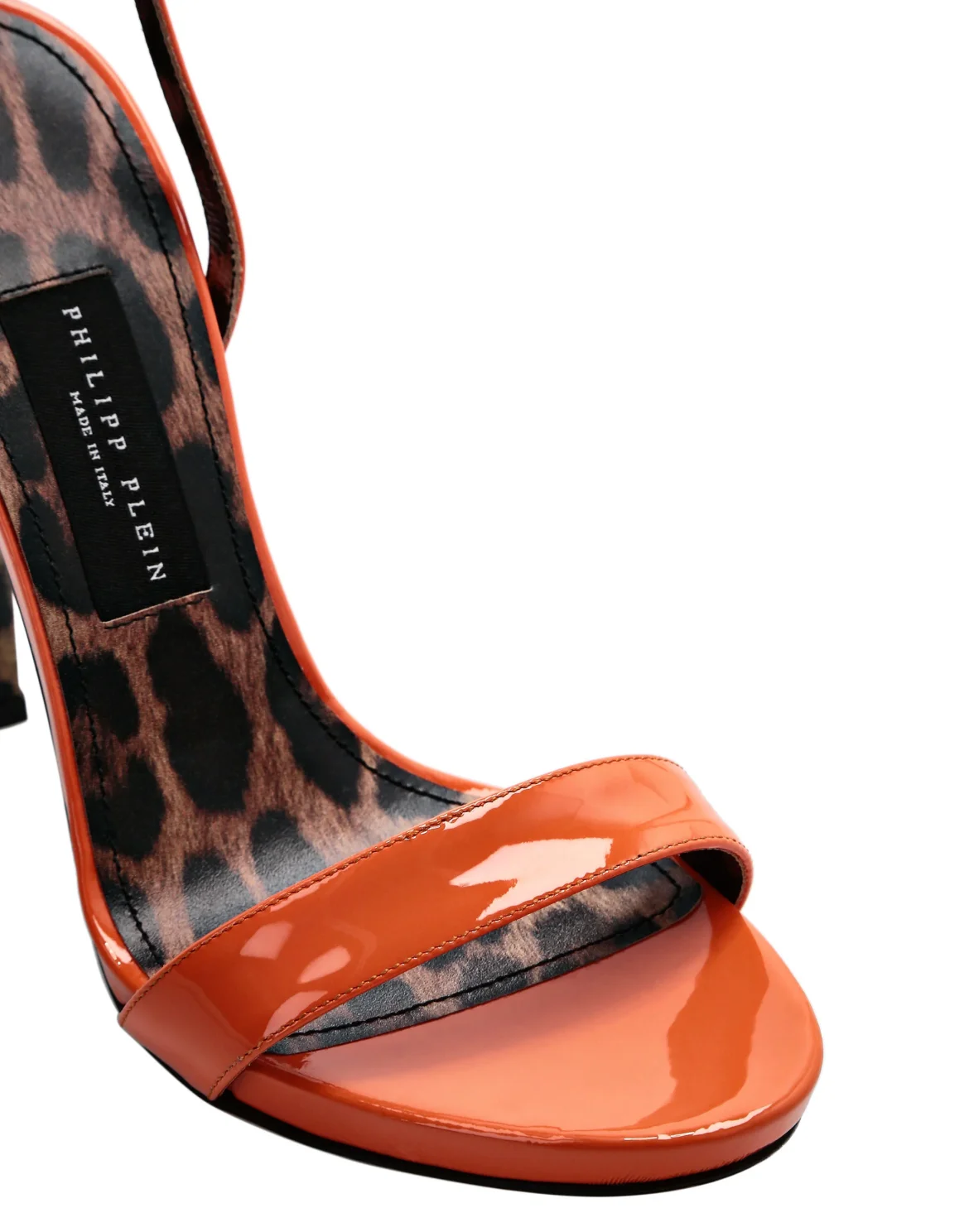 Patent Leather Sandals High Heels Leopard, цвет: Оранжевый