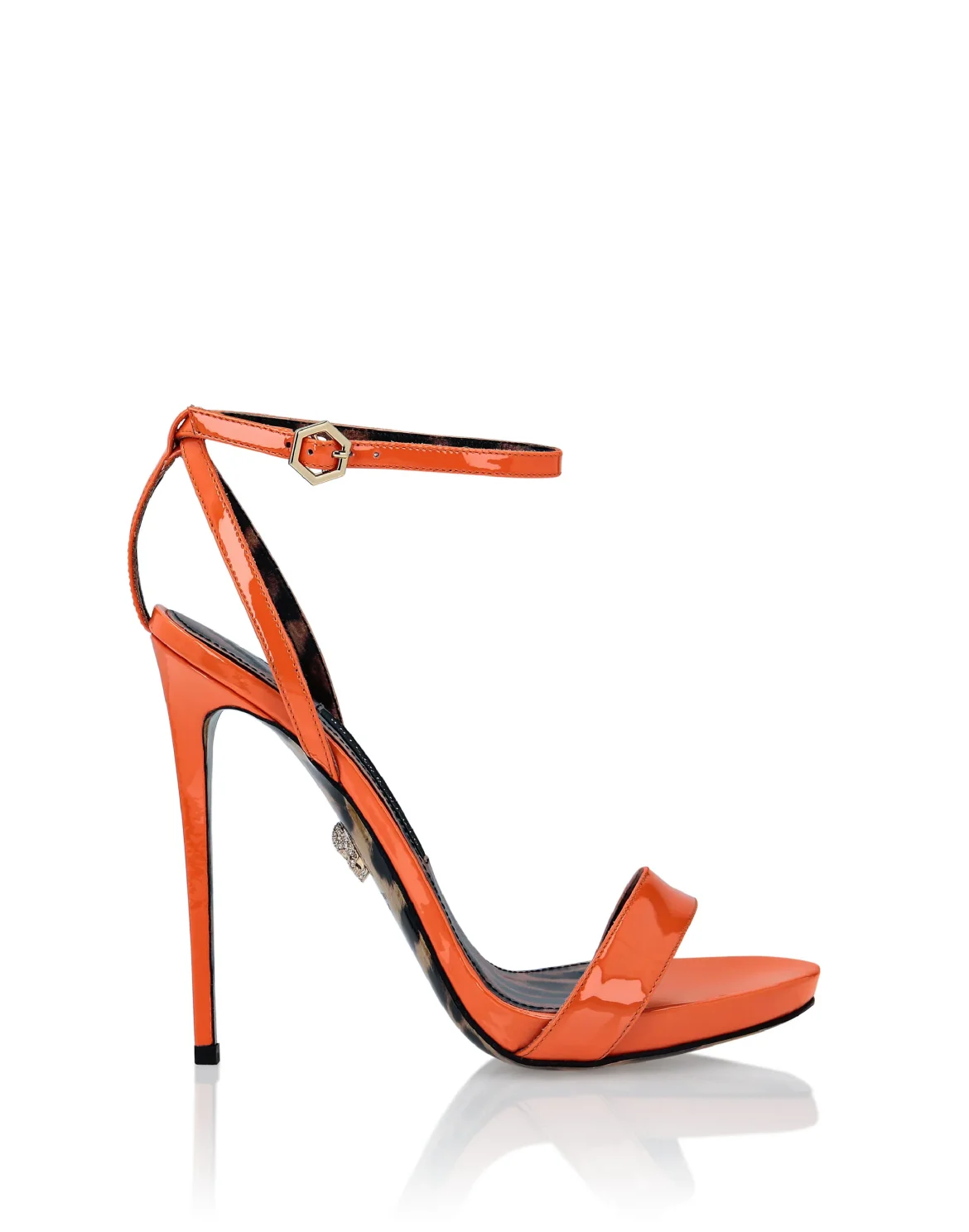 Patent Leather Sandals High Heels Leopard, цвет: Оранжевый