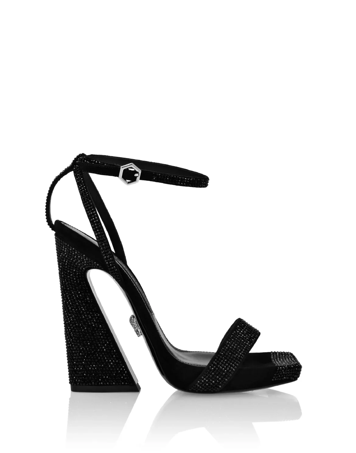 Ankle Strap Suede Sandals, цвет: Черный