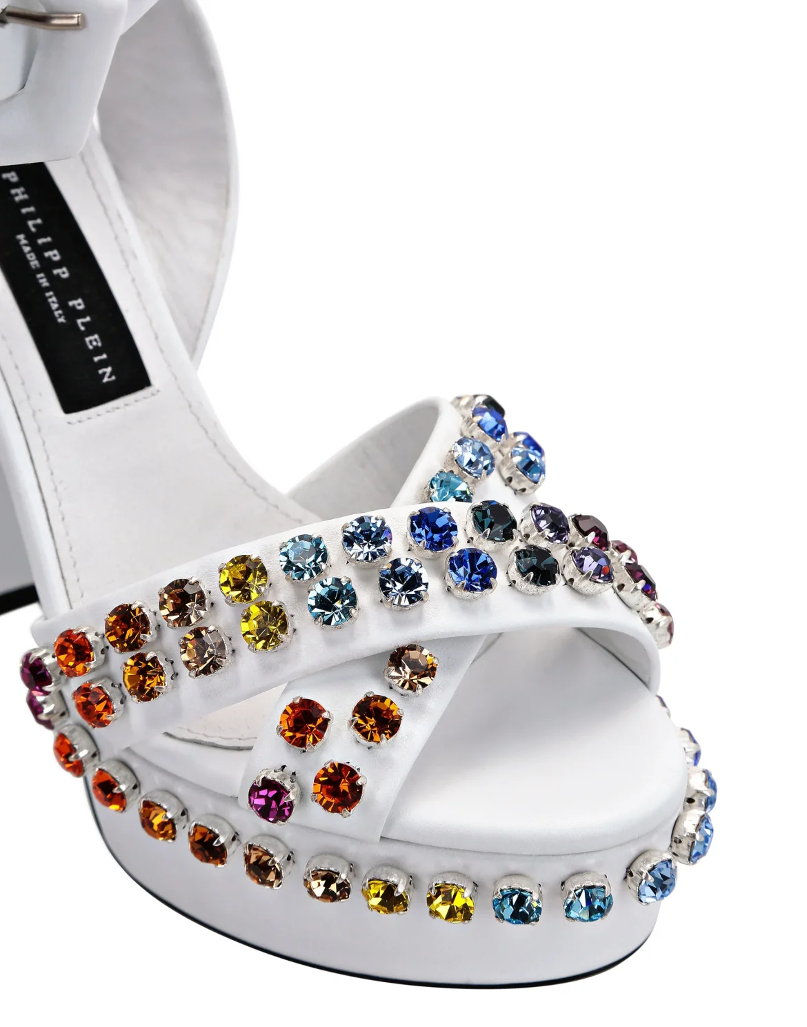 Sandals High Heels Multicolor with Crystals, цвет: Белый