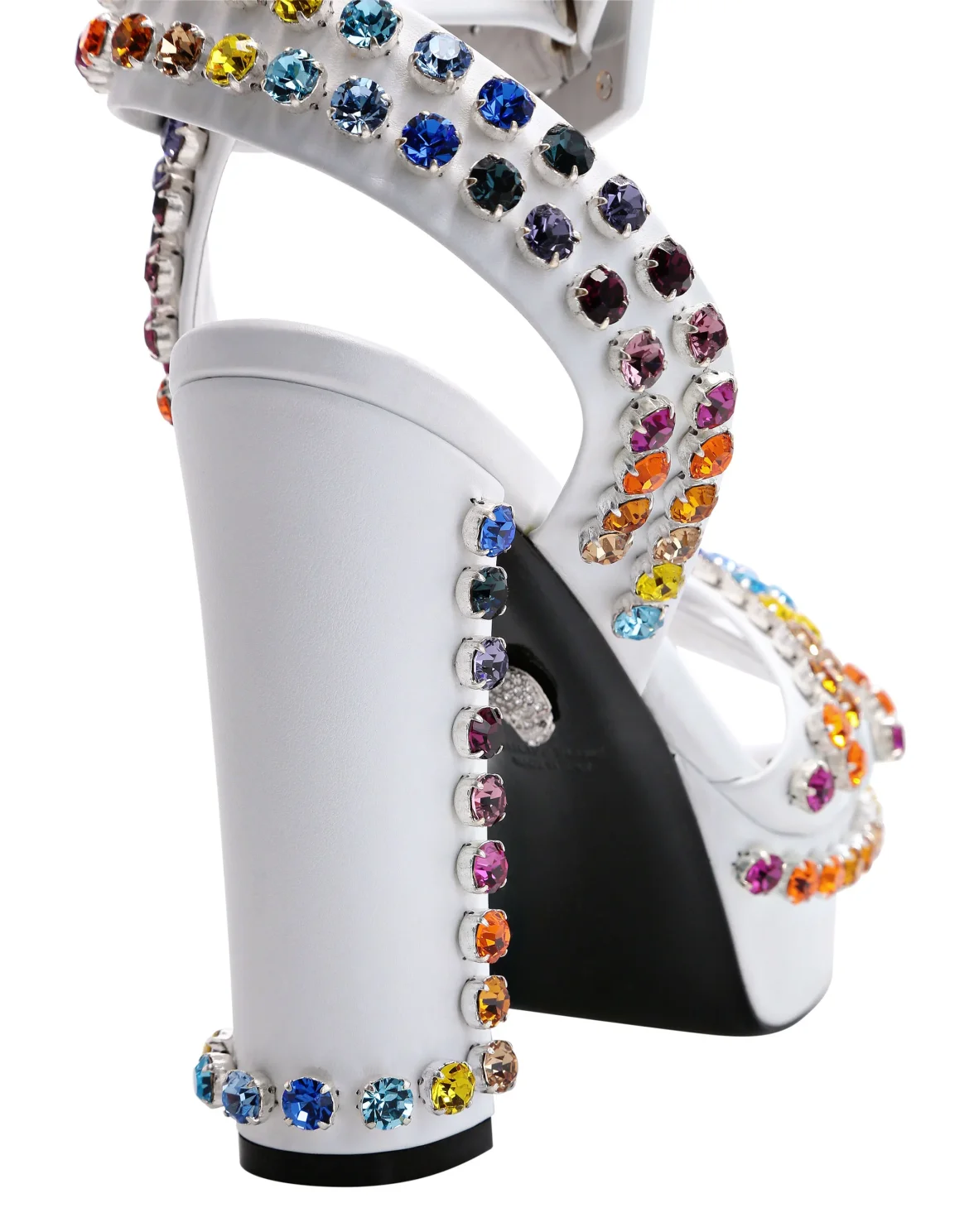 Sandals High Heels Multicolor with Crystals, цвет: Белый