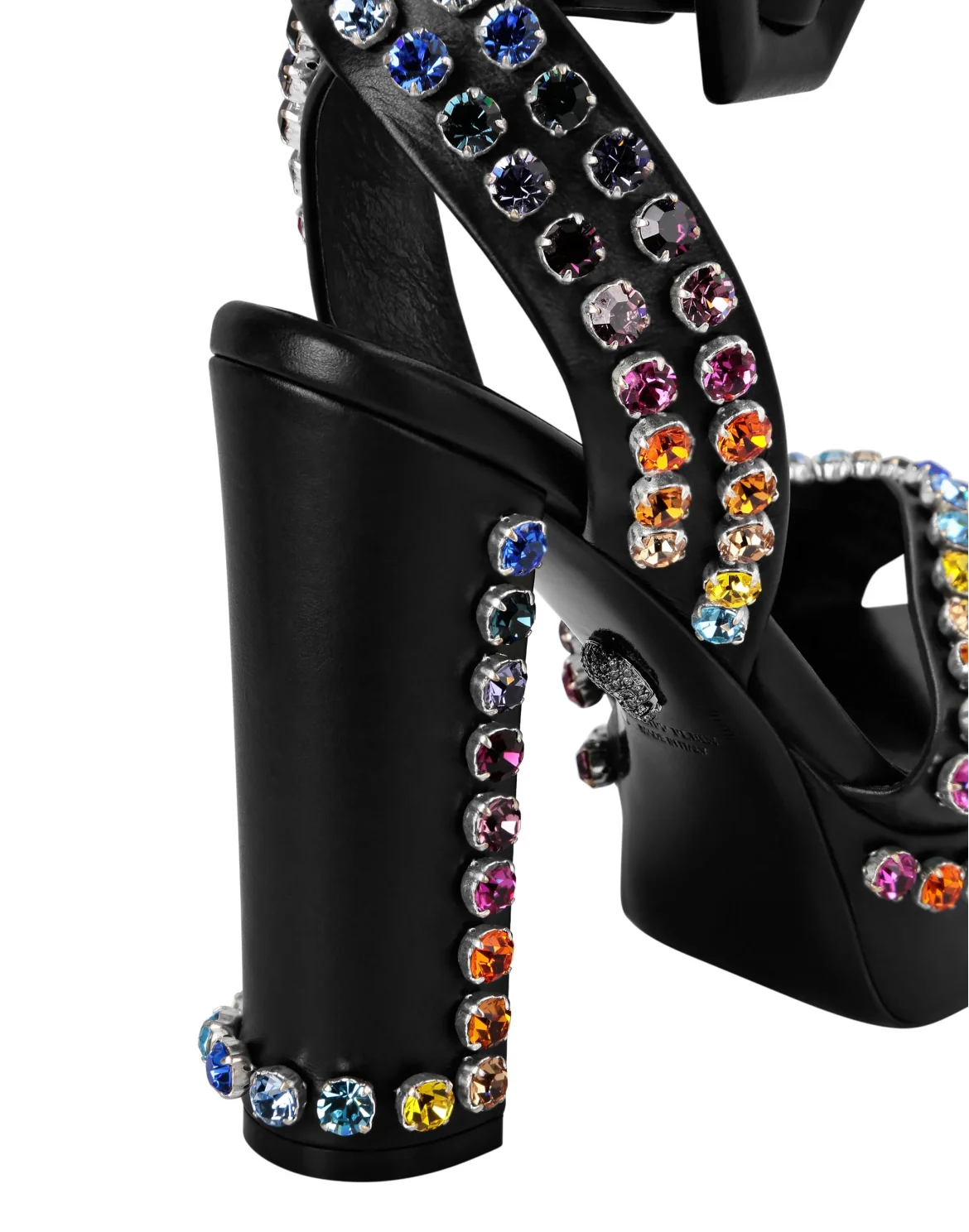 Sandals High Heels Multicolor with Crystals, цвет: Черный