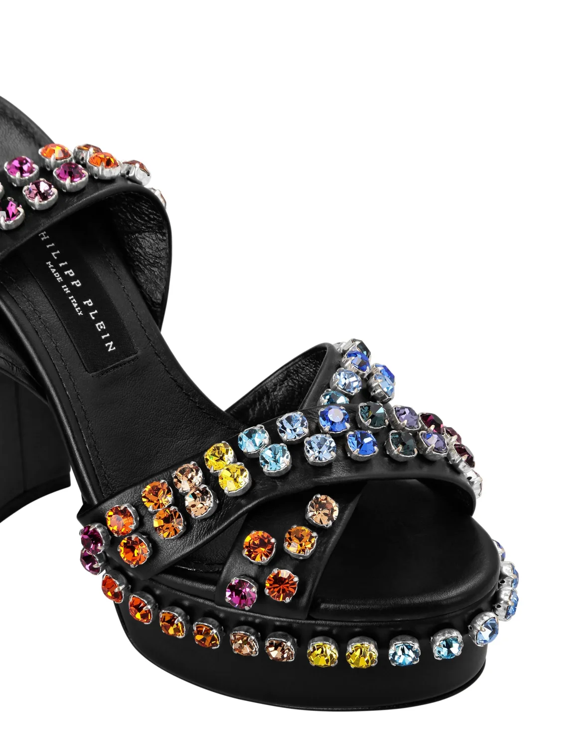 Sandals High Heels Multicolor with Crystals, цвет: Черный