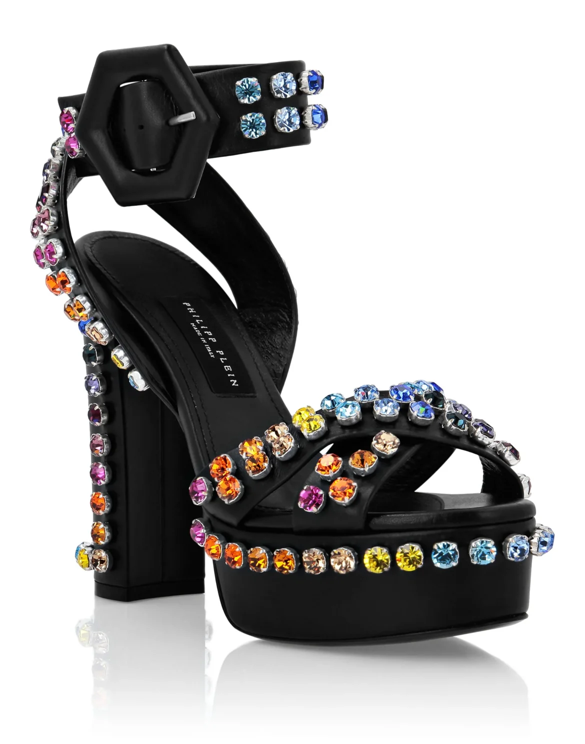 Sandals High Heels Multicolor with Crystals, цвет: Черный