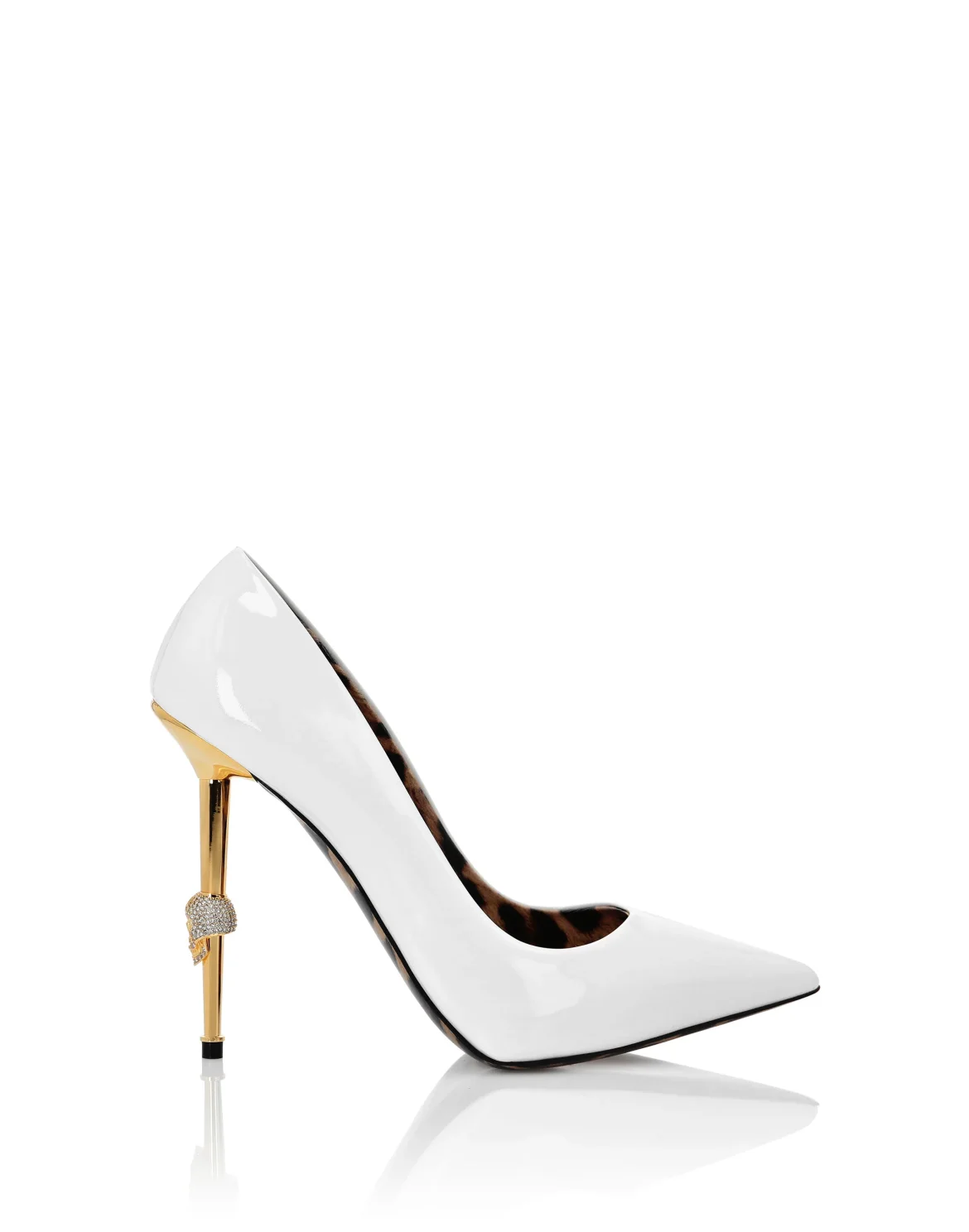 Skull Heel Patent Leather Pumps, цвет: Белый