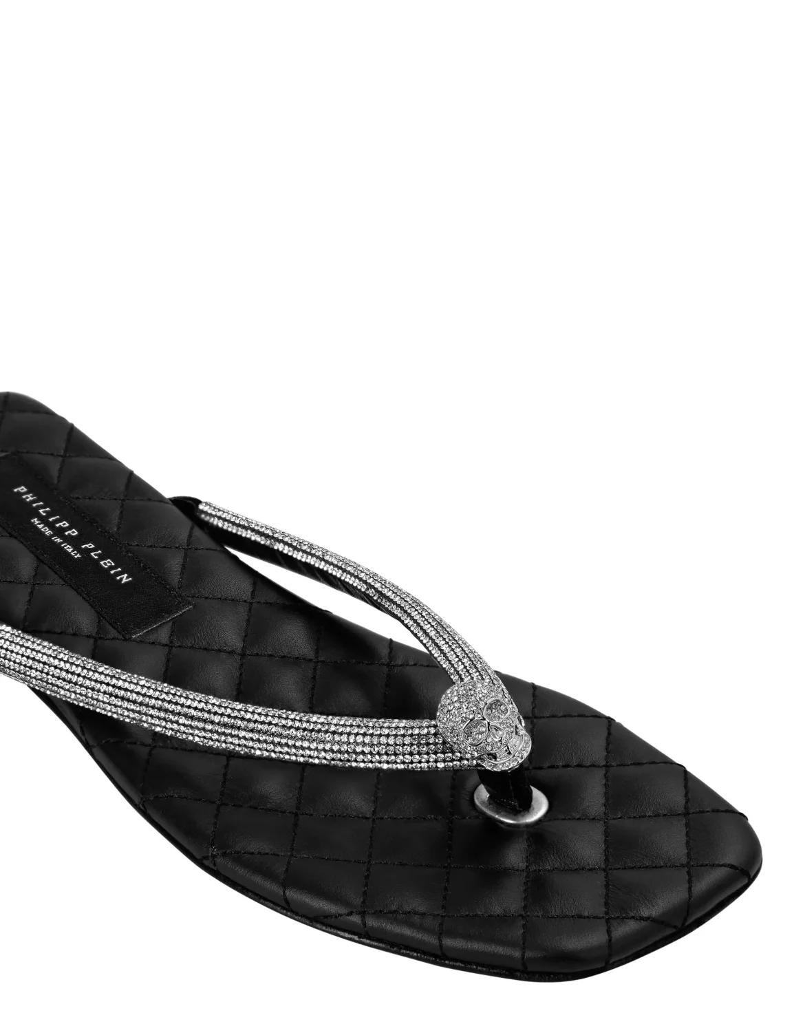 Leather Flip Flop Crystal Skull, цвет: Черный