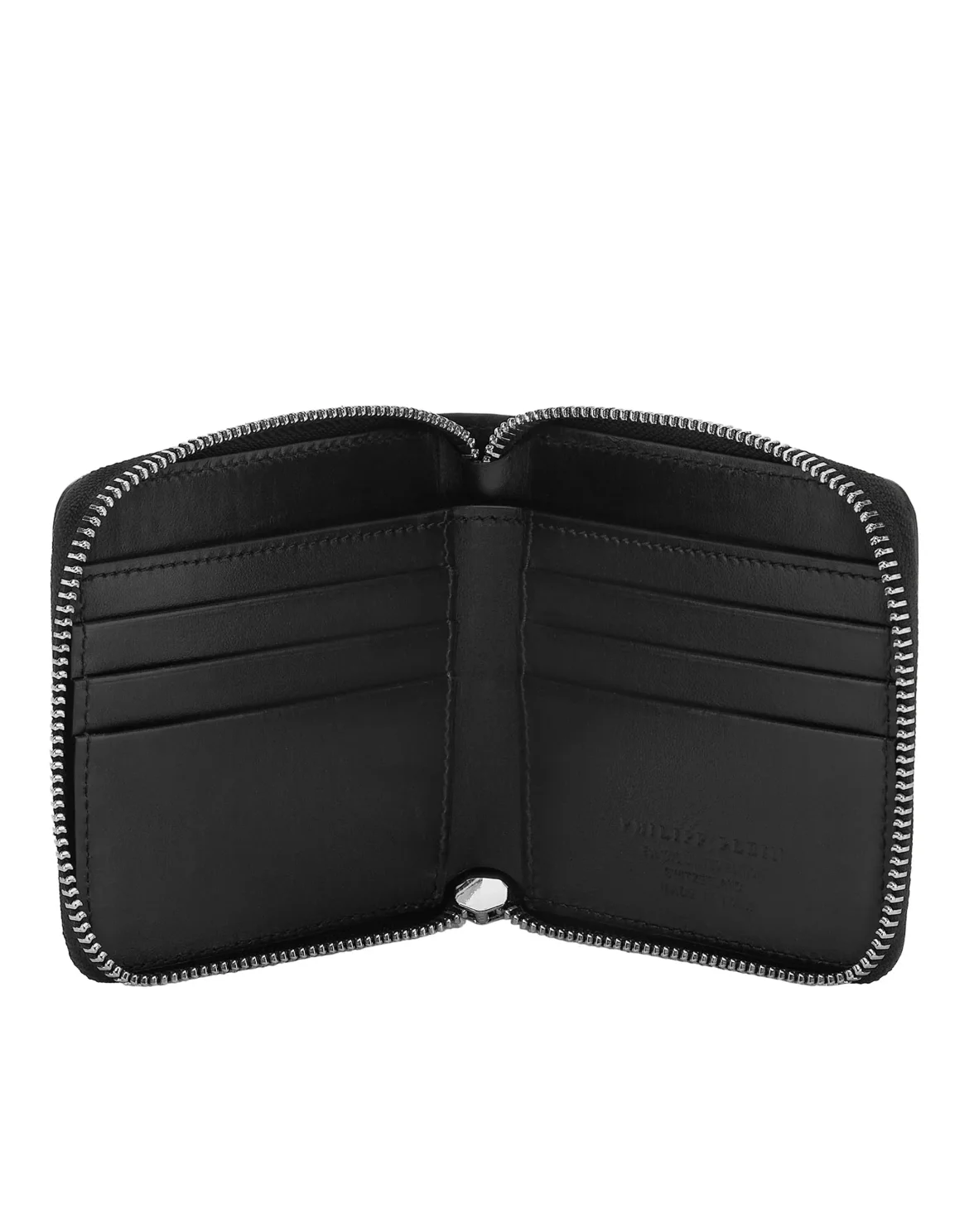 Croco Embossed Mini Round Zip Wallet, цвет: Черный