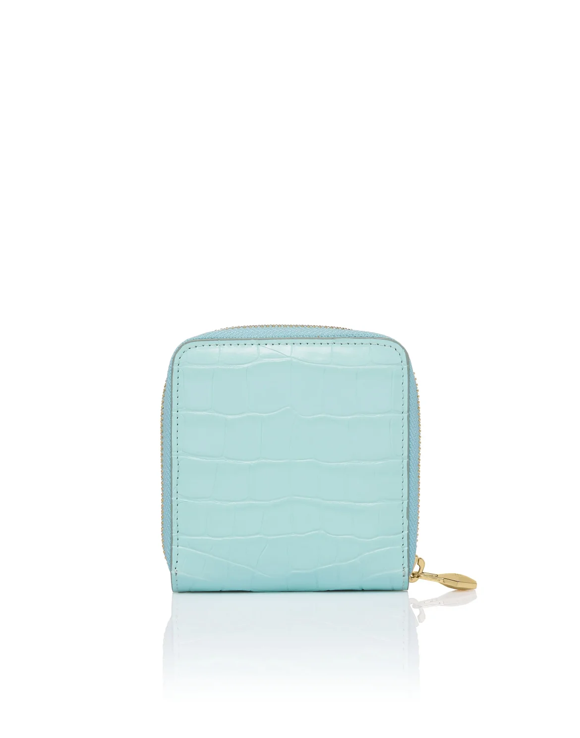 Croco Embossed Mini Round Zip Wallet, цвет: Бирюзовый