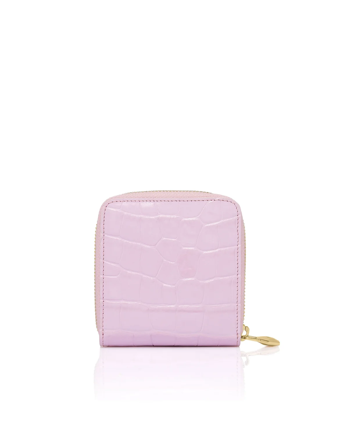 Croco Embossed Mini Round Zip Wallet, цвет: Розовый