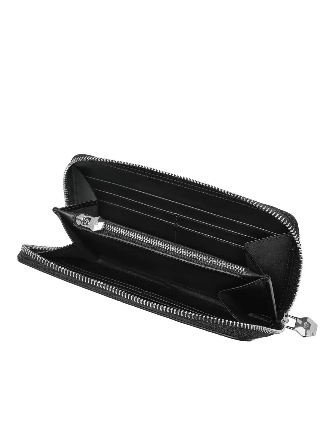 Croco Embossed Round Zip Wallet, цвет: Черный