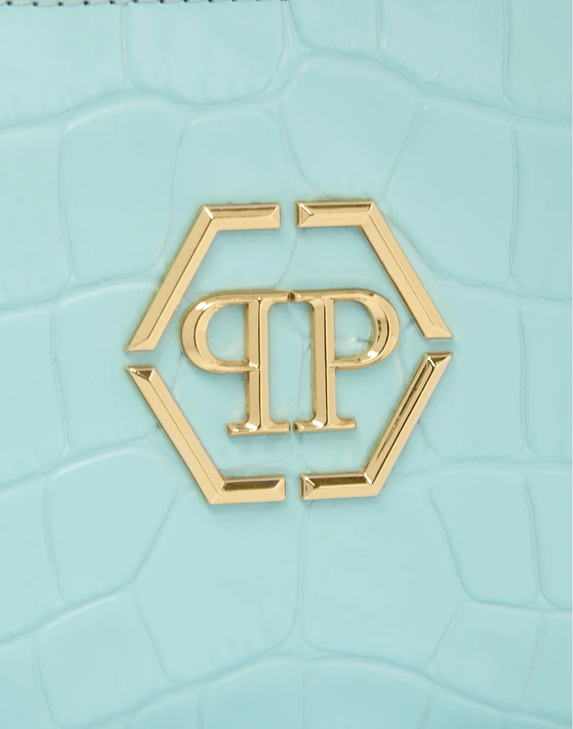 Croco Embossed Round Zip Wallet, цвет: Бирюзовый