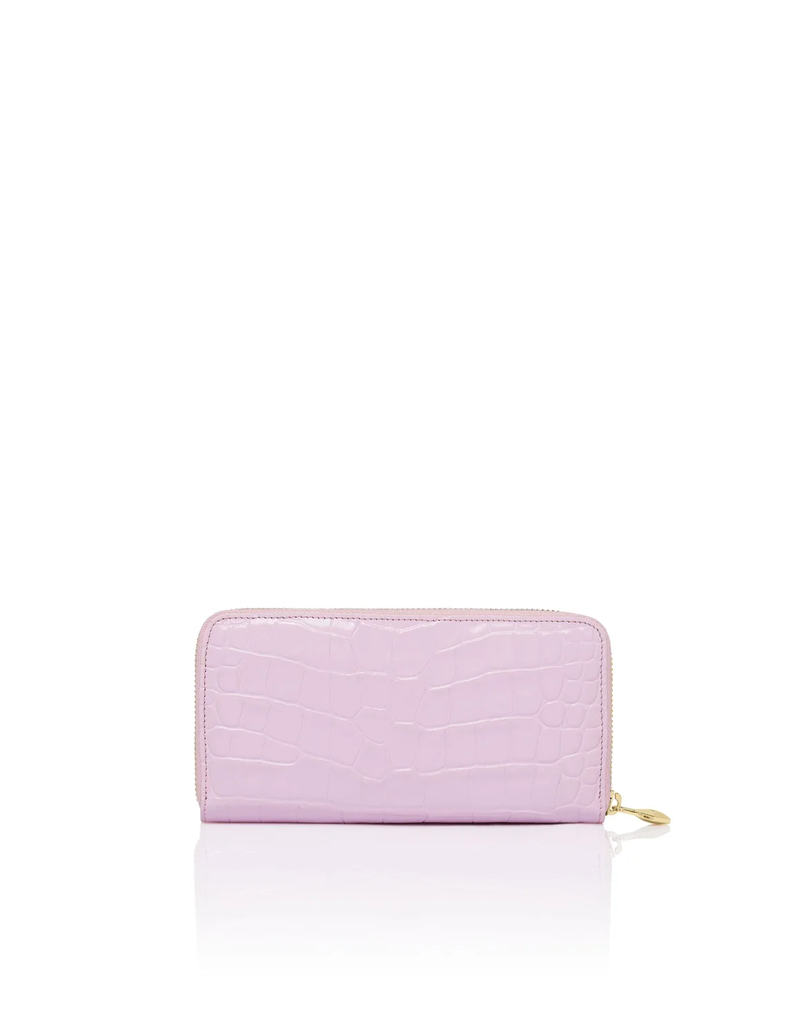 Croco Embossed Round Zip Wallet, цвет: Розовый