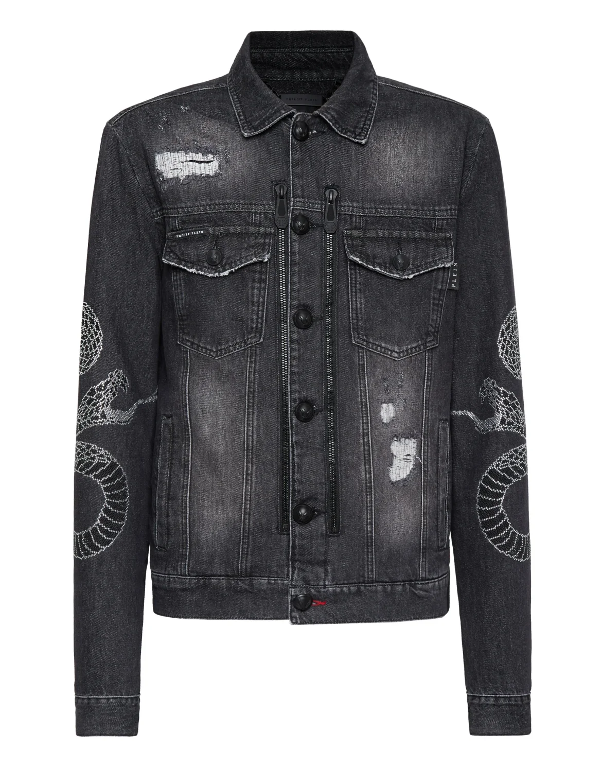 Denim Zip Jacket Snake, цвет: Черный