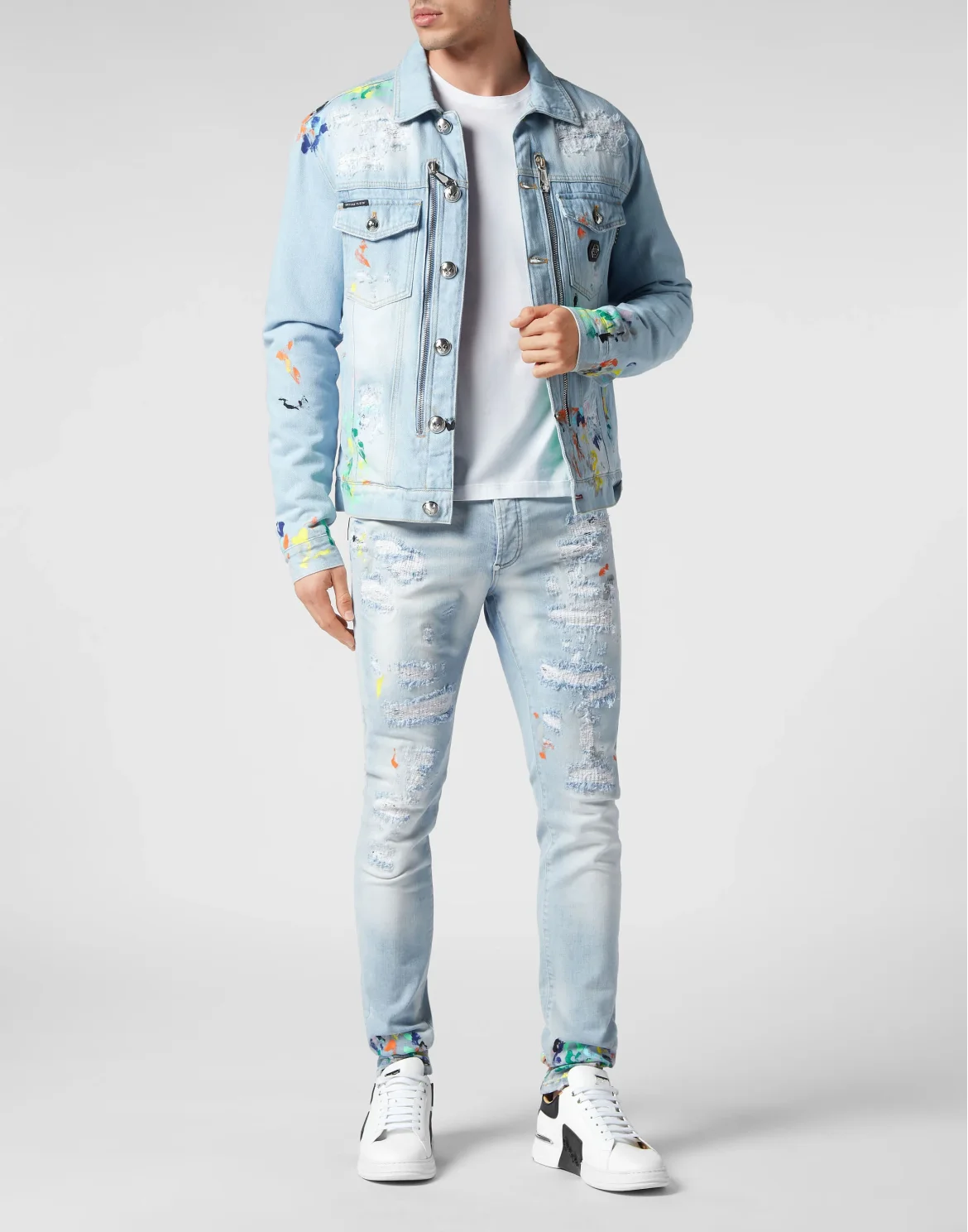 Denim Zip Jacket Dripping, цвет: Голубой