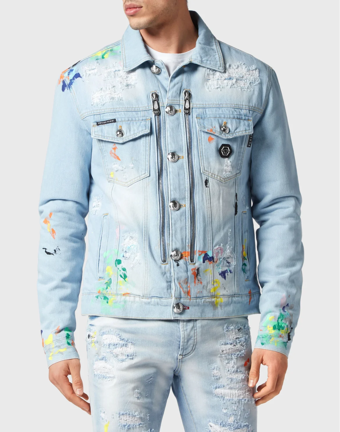 Denim Zip Jacket Dripping, цвет: Голубой